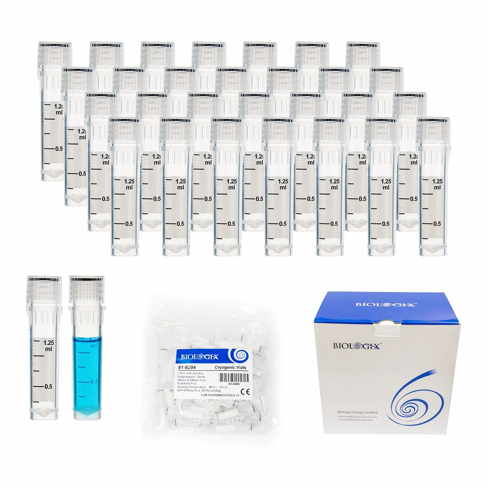 Provette per Criogenia 2ml Plastica Tubi Criogenici Graduati con Coperchio Laboratorio