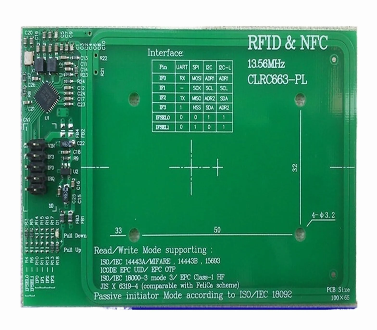 CLRC663 module RFID/NFC read and write board distance