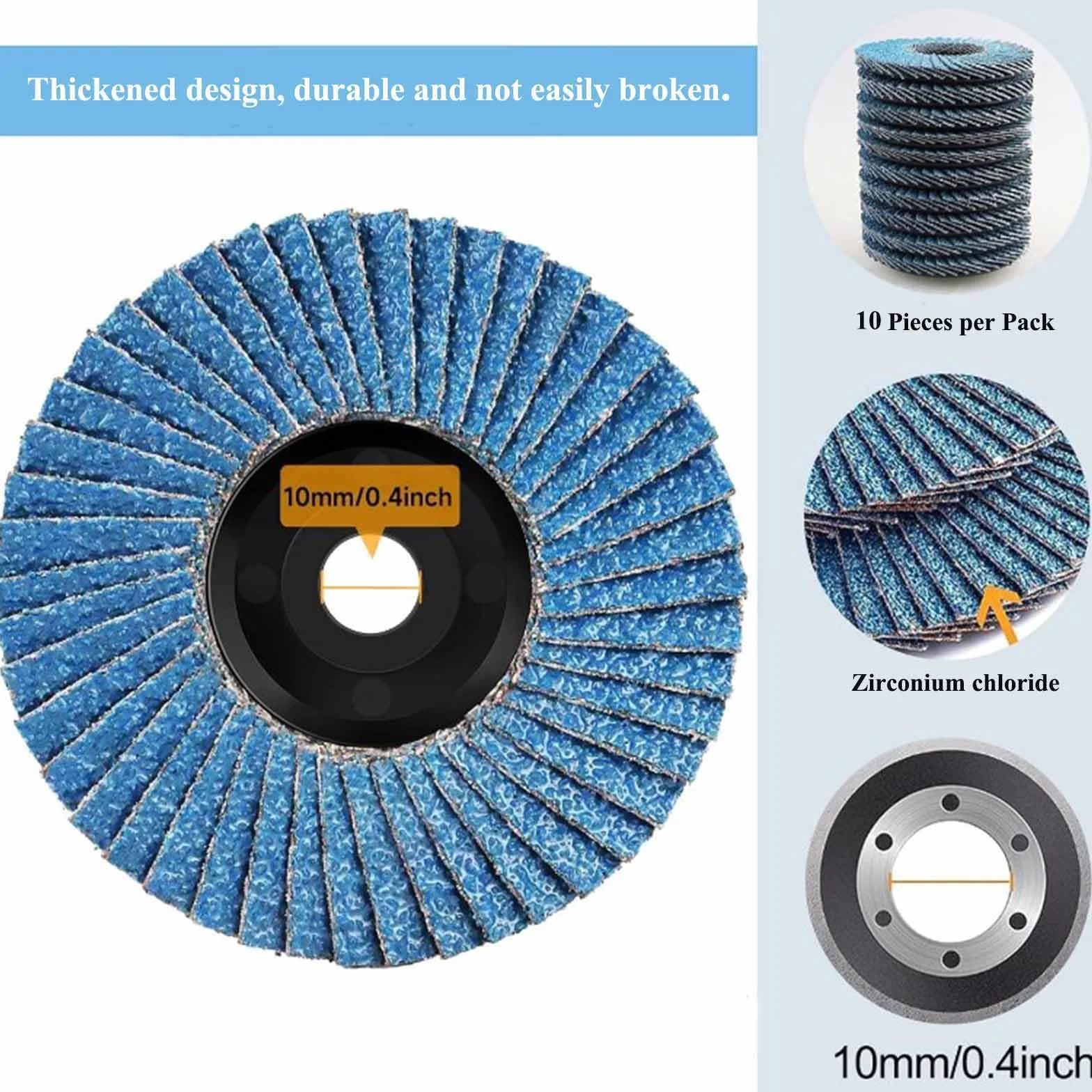 10 Pezzi Dischi Lamellari Ø 76 mm x 10mm Dischi Abrasivi a Lamelle Grano 60 per Smerigliatrice Abrasiva