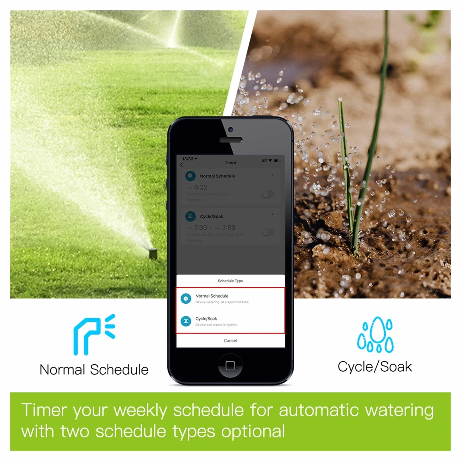Valvola dell'acqua di controllo WIFI di spegniment di irrigazione con timer automatico Ritardo for pioggia Timer di irrigazione programmabile con irrigazione automatica e manuale Prevenire perdite di