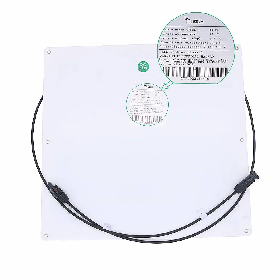 Nuzamas 40W 12V pannello solare caricatore Sunpower cellulare ultra sottile flessibile con connettore di ricarica per camper barche Cabin tenda auto (compatibile con 18 V e dispositivi di seguito)