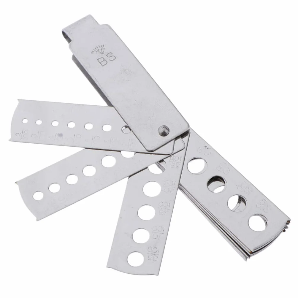 Dailymall Calibro di Misurazione per Pietre Preziose Diamantate con Calibro A Forma di Ventaglio in Alluminio - Argento, 8 Pezzi di Fan