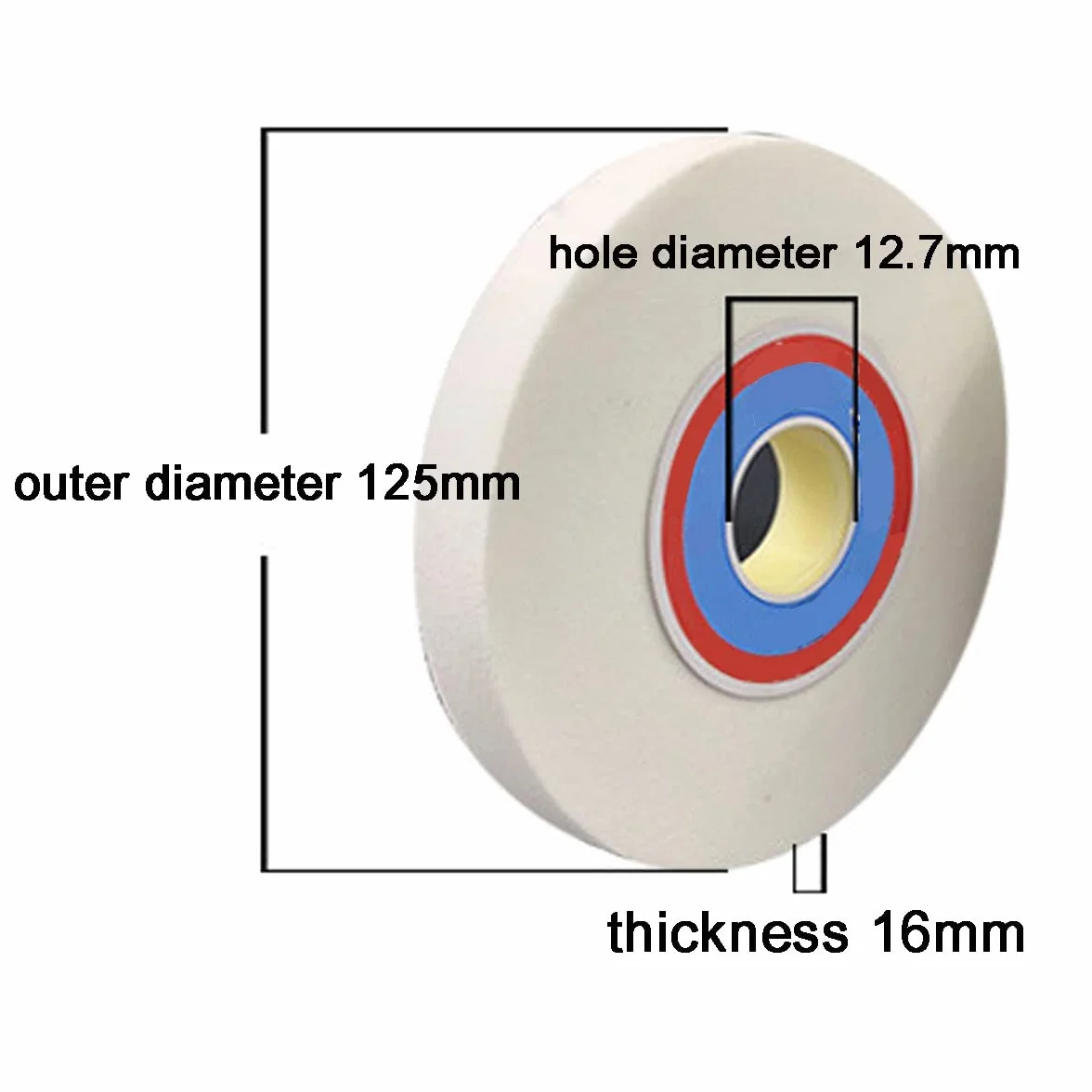 Mola da Banco Corindone Bianco 125mm 12.7mm 16mm 120 Grit