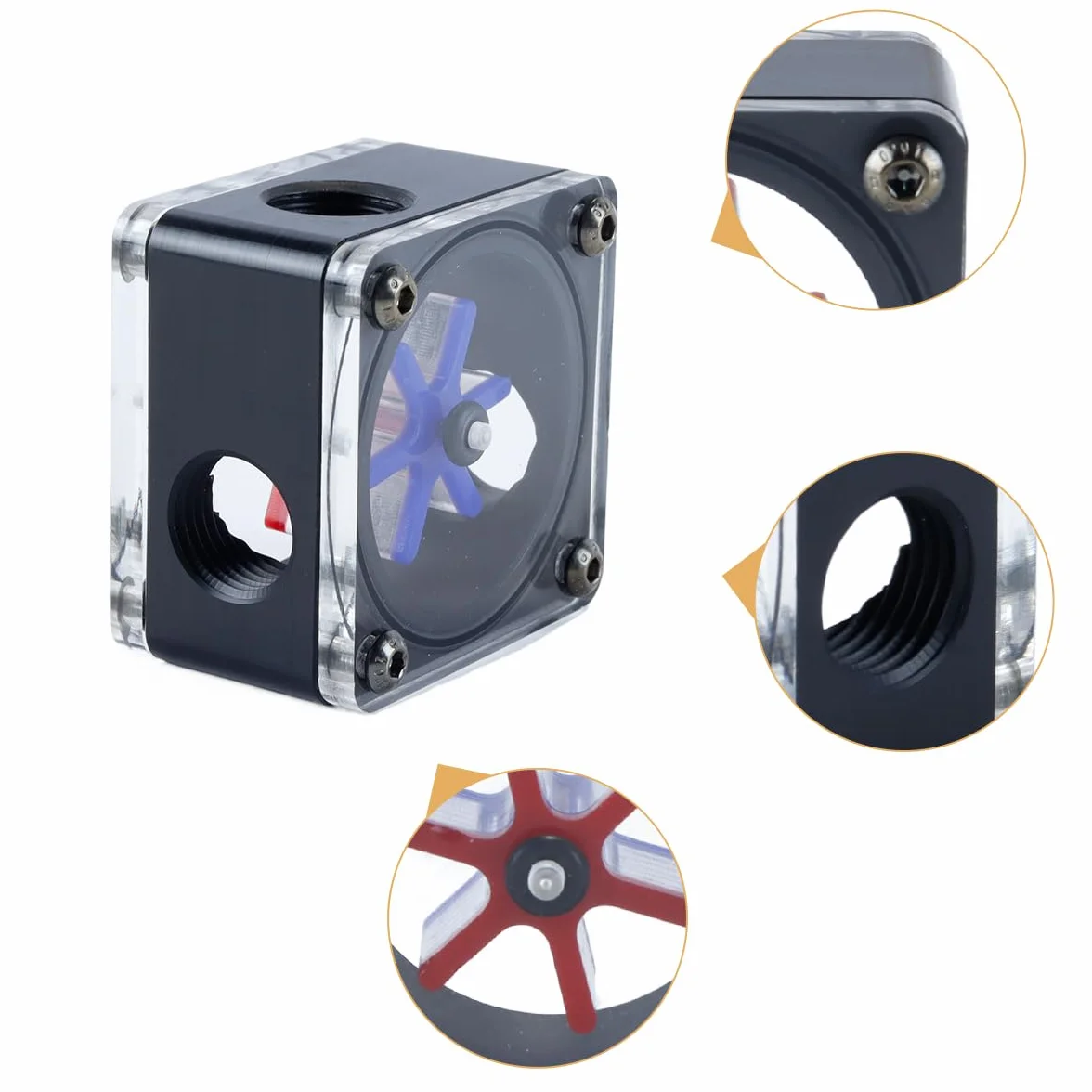 Ausi Misuratore di portata G1/4 per raffreddamento ad acqua PC 6 giranti indicatore di flusso 3 vie