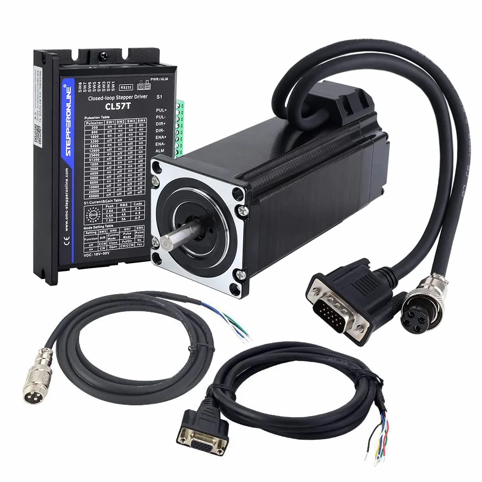Stepperonline Kit di motore passo-passo 1 asse Closed Loop 3,0 Nm 1000PPR Nema 23 e motore passo-passo CL57T-V41 0-8,0 A 24-48 VDC per macchina per incisione CNC