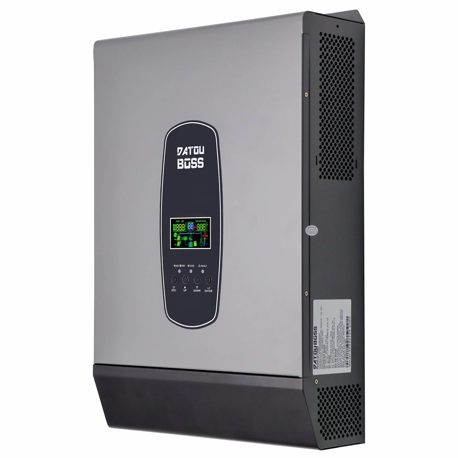 DATOUBOSS 6200 W Inverter ibrido sinusoidale puro 48 V DC a 230 V AC,che supporta il funzionamento senza batteria, con regolatore di carica solare 120 A MPPT per batterie piombo-acido e litio