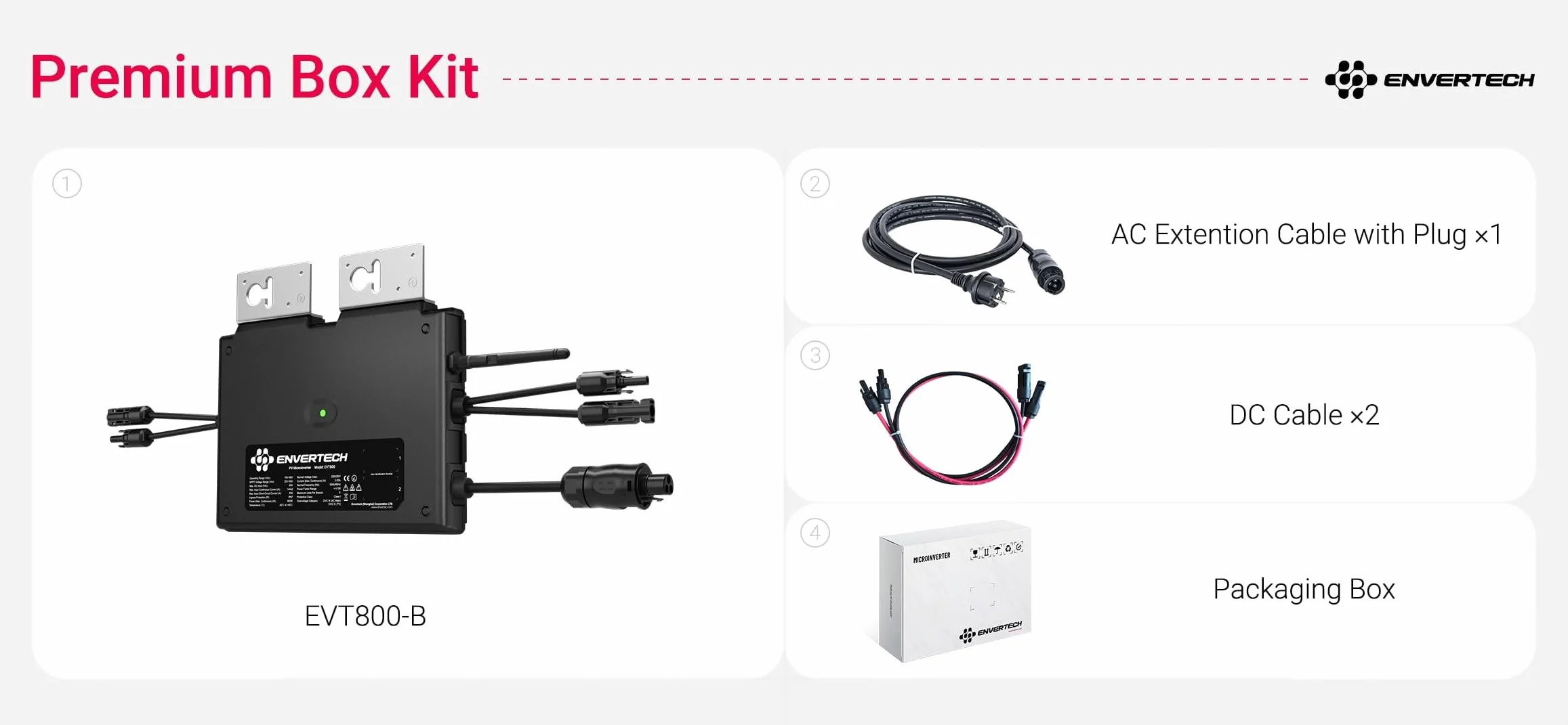 Envertech EVT800 Inverter 600W 800W WiFi Integrato Cavo AC 5m DC 1m