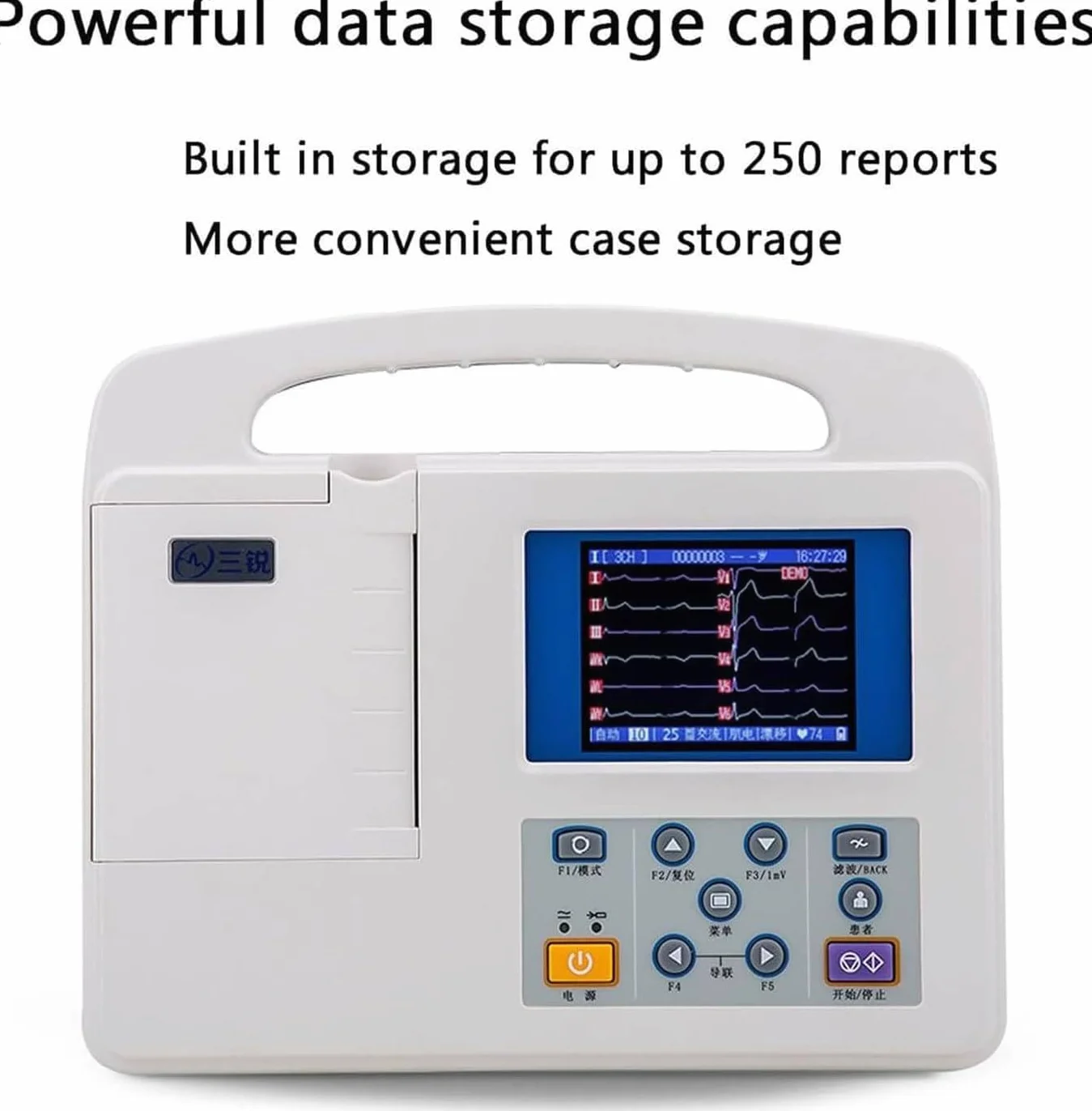Monitor ECG, ECG digitale LCD professionale a 12 derivazioni e 3 canali con carta da stampa per la cura orale medica, i segni vitali,l'unità di terapia intensiva e la terapia intensiva cardiovascolare