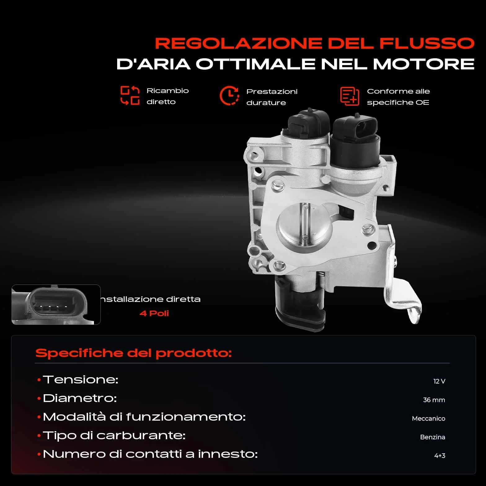 Frankberg Valvola dell'acceleratore Compatibile con Punto Furgone/Compatto 188 1.2 60 Seicento/600 187 1.1 Doblo MPV 119 223 1.2 Seicento/600 Furgone/Compatto 287 1.1 71718959