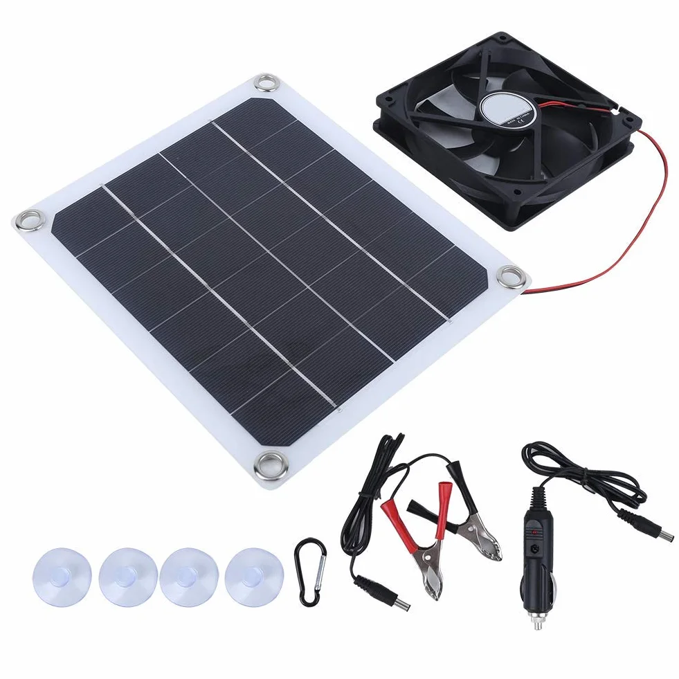 Sistema di ventole per mansarda ad energia solare, potente ventola di ventilazione e set di pannelli solari da 10 W per serra, soffitta, timpano, ventilazione di raffreddamento del magazzino