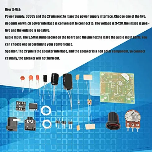 Kit Amplificatore Audio Fai da Te Mini Elettronico 3 12V DC per Progetti DIY Sistemi Audio Compact con Modulo per Home Studio e HiFi