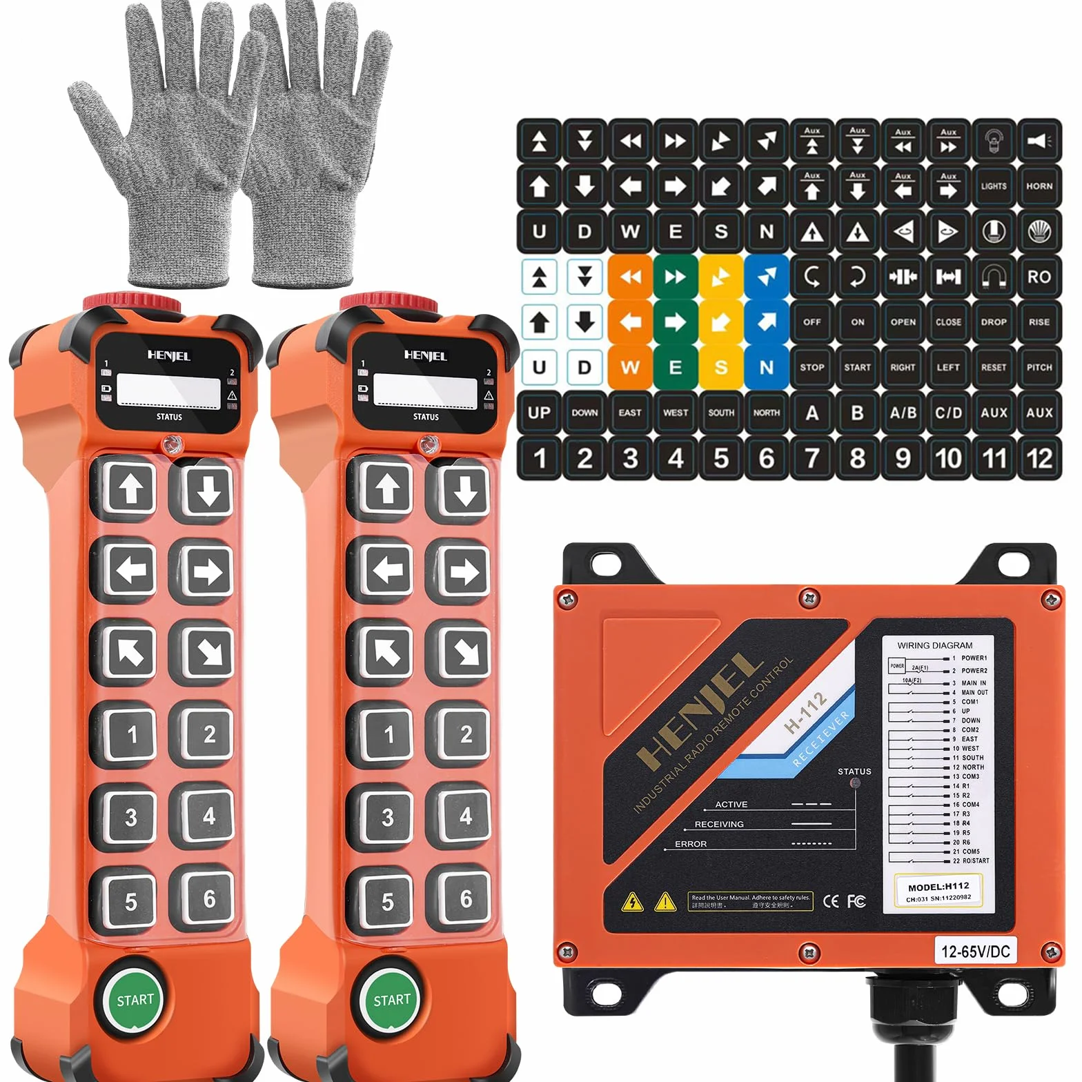 12 pulsanti 2 trasmettitori e 1 ricevitore Telecomando gru senza fili 24-264V 24V 36V 220V telecomando per gru industriale Telecomando per gru a ponte carroponte