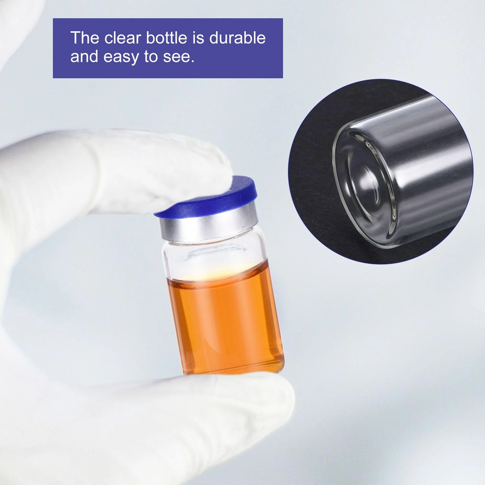 PATIKIL Fiale di Vetro 5ml 100pz Vuote Mini Trasparente con Tappi in Gomma per Iniezione Laboratorio