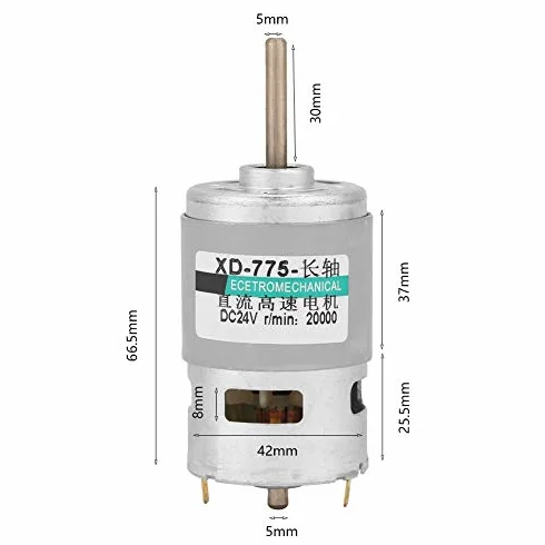 Motore DC 775 80W 20000RPM 12V/24V Universale con Cuscinetti a Sfera Doppi