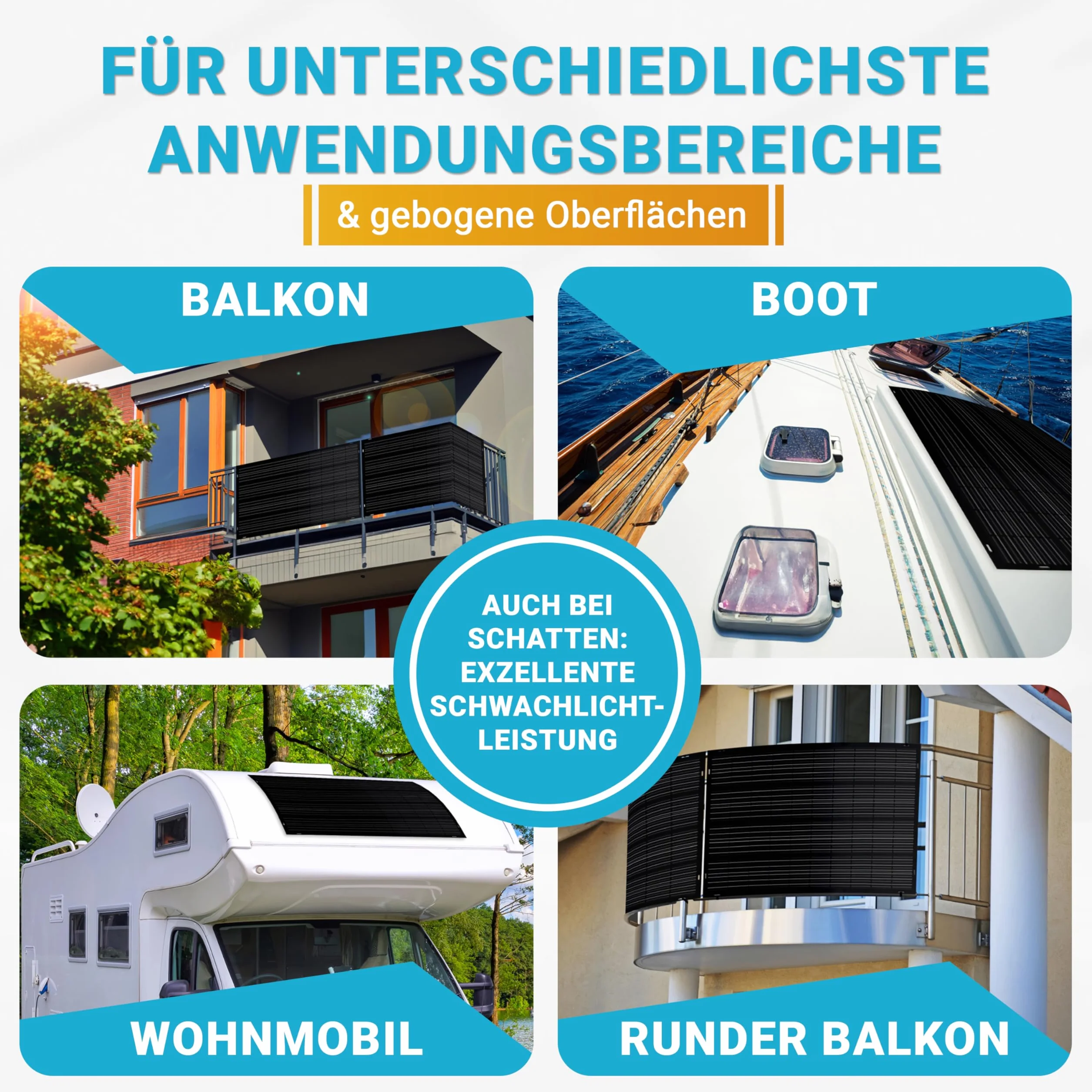 doitBau Modulo solare flessibile 200 W Full-Black - ultra sottile 2 mm, 1,9 kg - 1352 × 770 mm per camper, barca, balcone e tetto