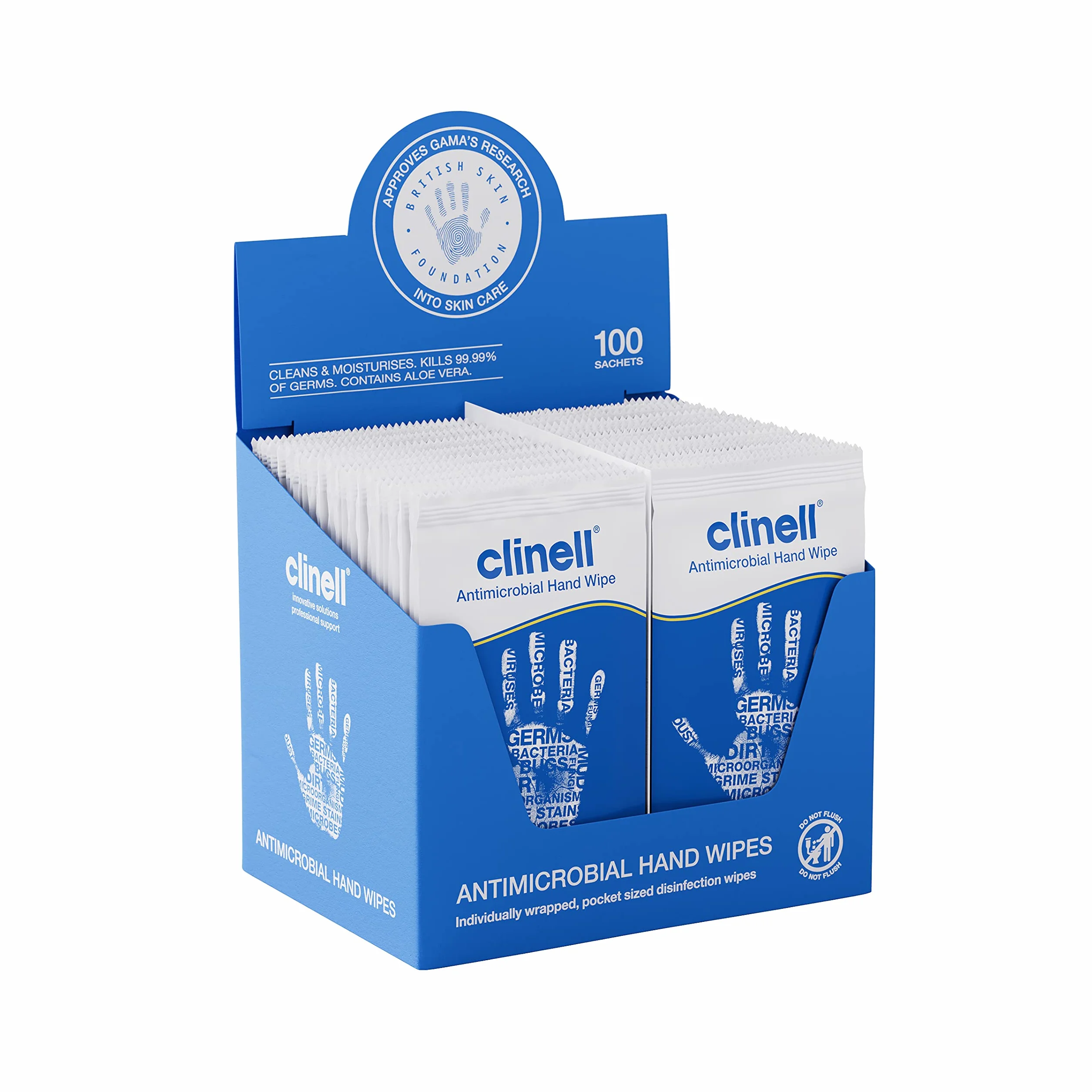 Clinell CAHW100 Salvietta antimicrobico, 100 pezzi, dermatologicamente testato