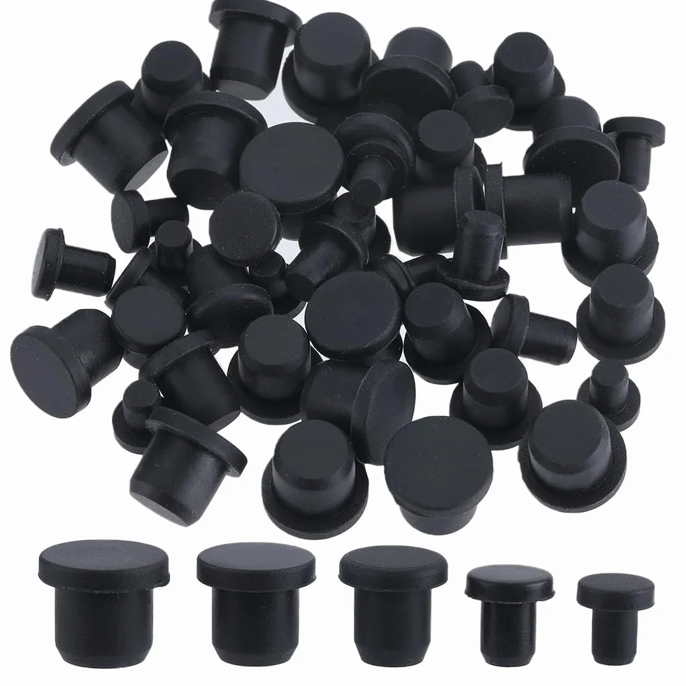 GORGECRAFT Silicone Tappo per Fori Nero Rotondo Impermeabile 50 Pezzi 4-9.5mm