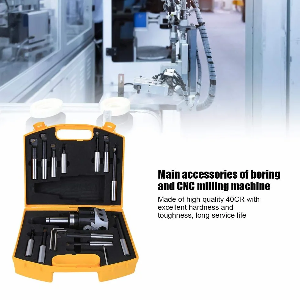 Set di Teste per alesare 75 mm, Kit di Utensili per alesatura 12 Pezzi, Set di taglierini per Testa per alesare F1-18 40CR con Scatola di immagazzinaggio, Kit di Utensili per fresatura CNC ad al