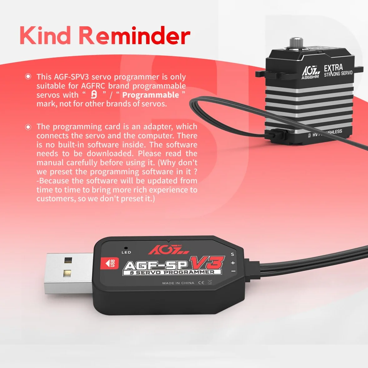 AGFRC Scheda del programmatore del servo di USB per i servi di AGFRC con programmabile marcato (AGF-SPV3)