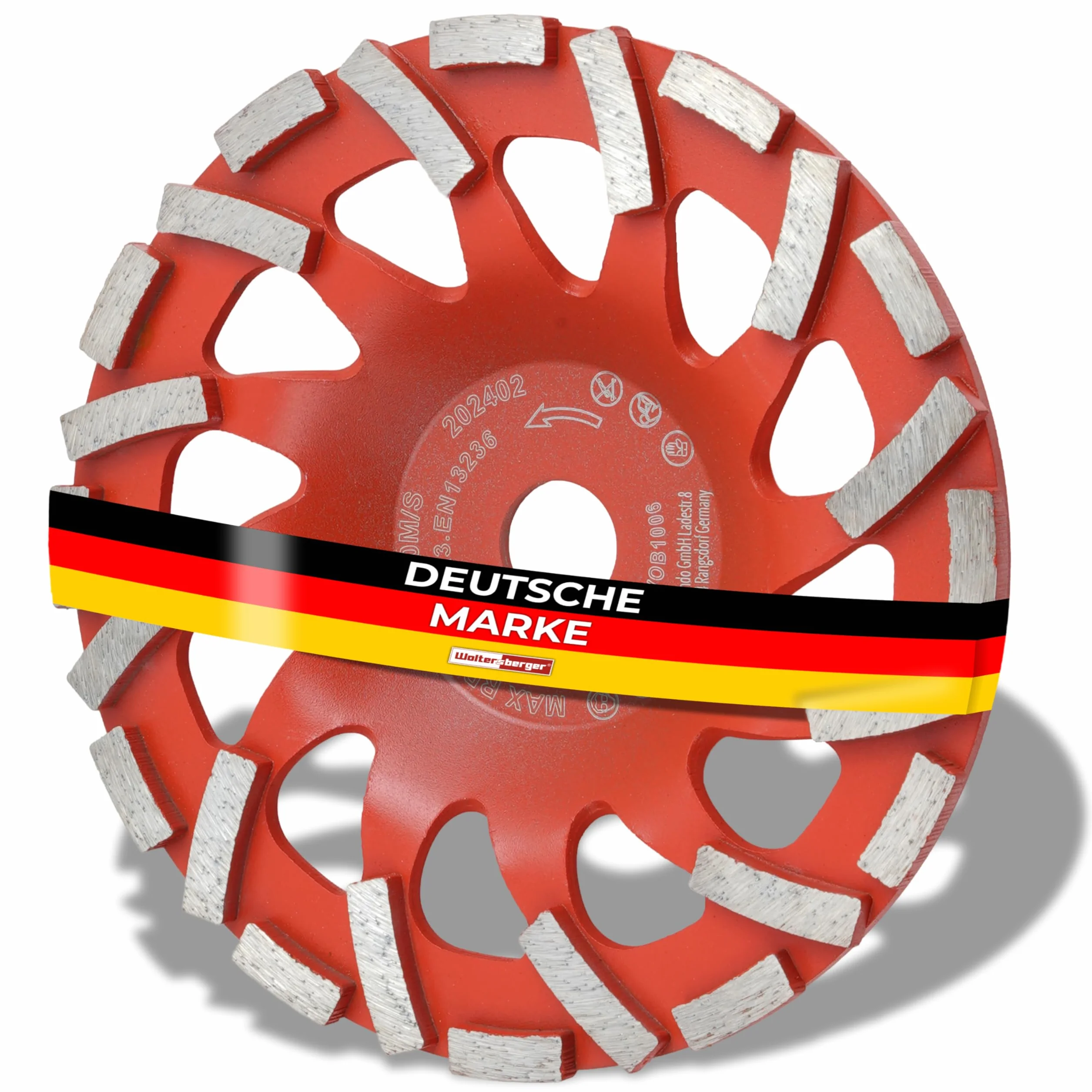 Woltersberger® Mola diamantata 180 mm x 22,23 mm piatto abrasivo per lavori di levigatura calcestruzzo e materiali da costruzione duri come granito e pietra naturale