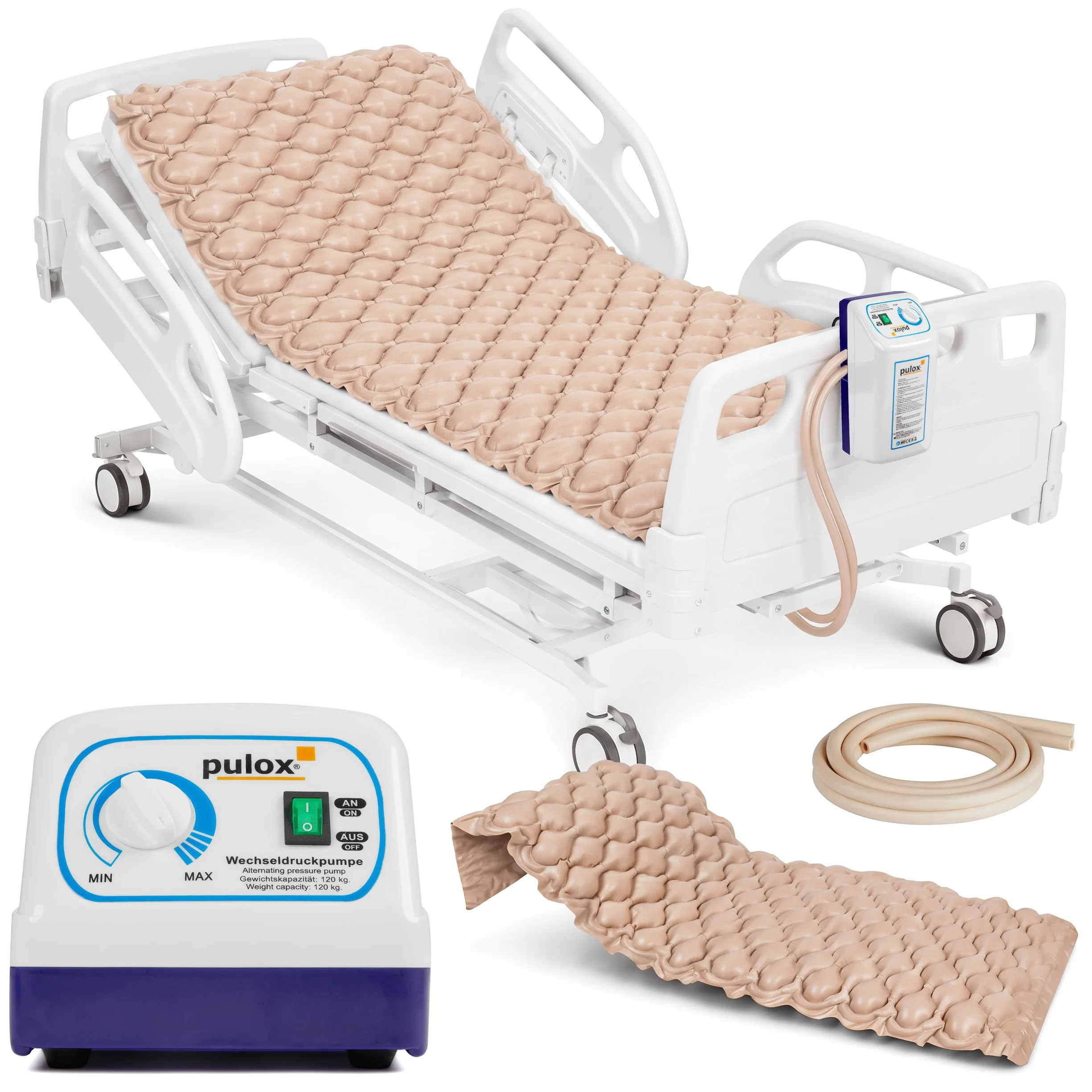 Pulox Materasso Antidecubito - Sistema di supporto completo con pompa - Materasso a Pressione Alternata con compressore
