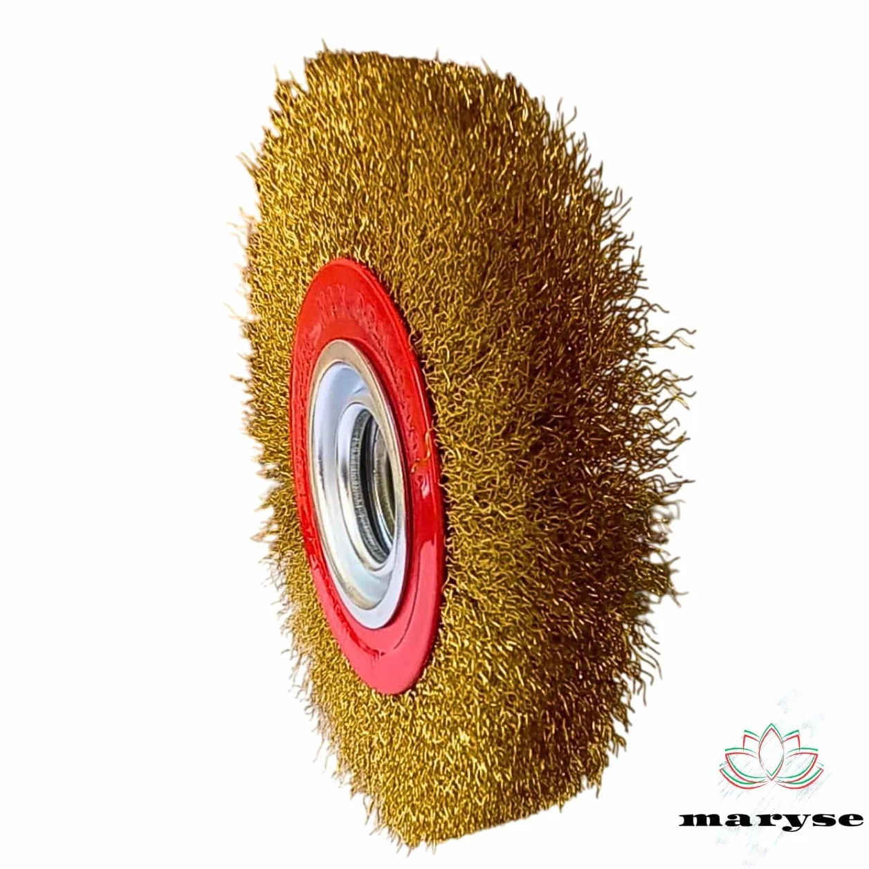 Spazzola Circolare per Mola da Banco Ø 150mm Setole Acciaio Ottonato con Adattatori Albero - Ideale per Pulizia, Sbavatura, Lucidatura Leggera e Rimozione Ruggine da Metallo, Legno e Altri Materiali