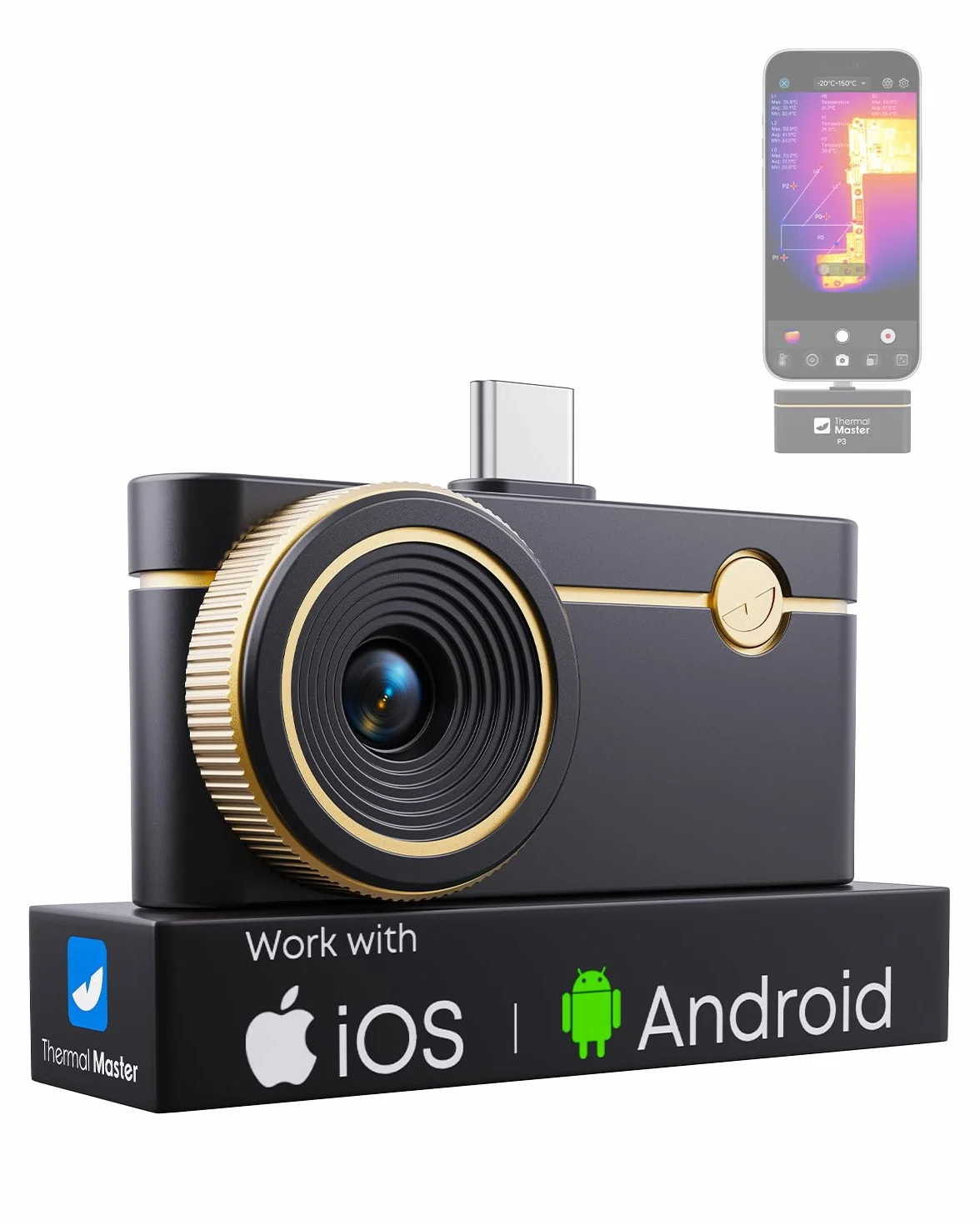 P3 Termocamera Infrarossi per iPhone Android e PC | 512x384 X³ Super IR Resolution | Obiettivo Macro 8mm | Rilevamento PCB 1mA | Da -20°C a 600°C | Strumento per HVAC ed Elettronica