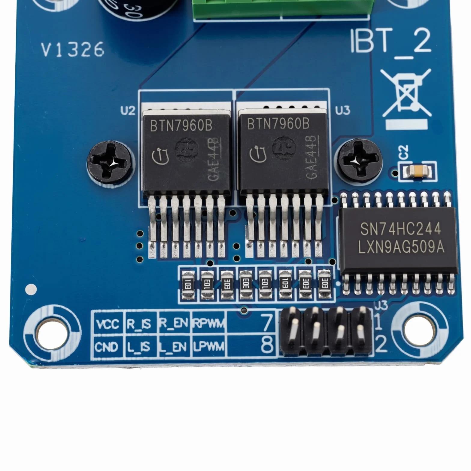 Set di 2 moduli driver motore ad alta potenza BTS7960 43A, ideali per Arduino con funzione di limitazione della corrente e adatti come moduli driver per auto intelligenti
