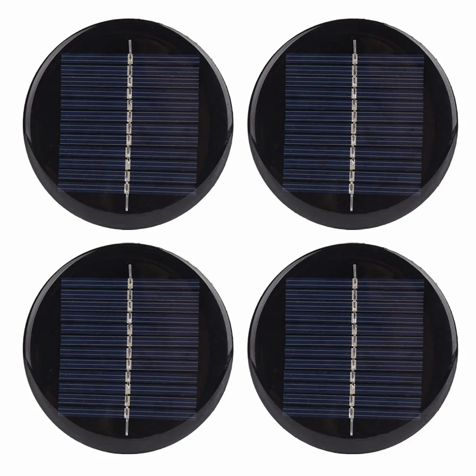 Modulo Pannello Solare Rotondo 6V 80mm 4 Pezzi, Ricambio per Luci da Giardino