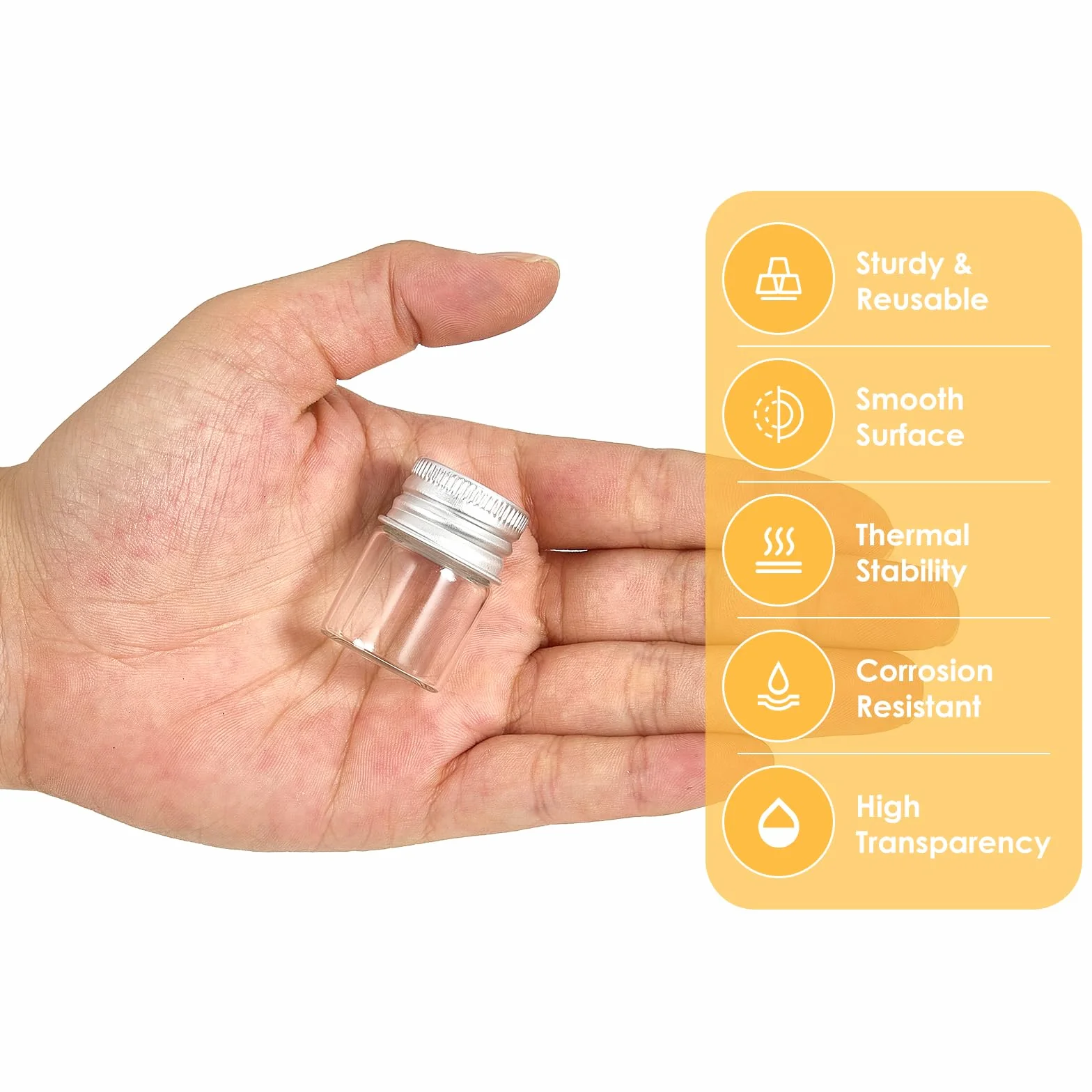 Fiale di Vetro 5 ml con Tappi a Vite e Plastica, Flacone Campione Liquido Trasparente, 50 Pezzi