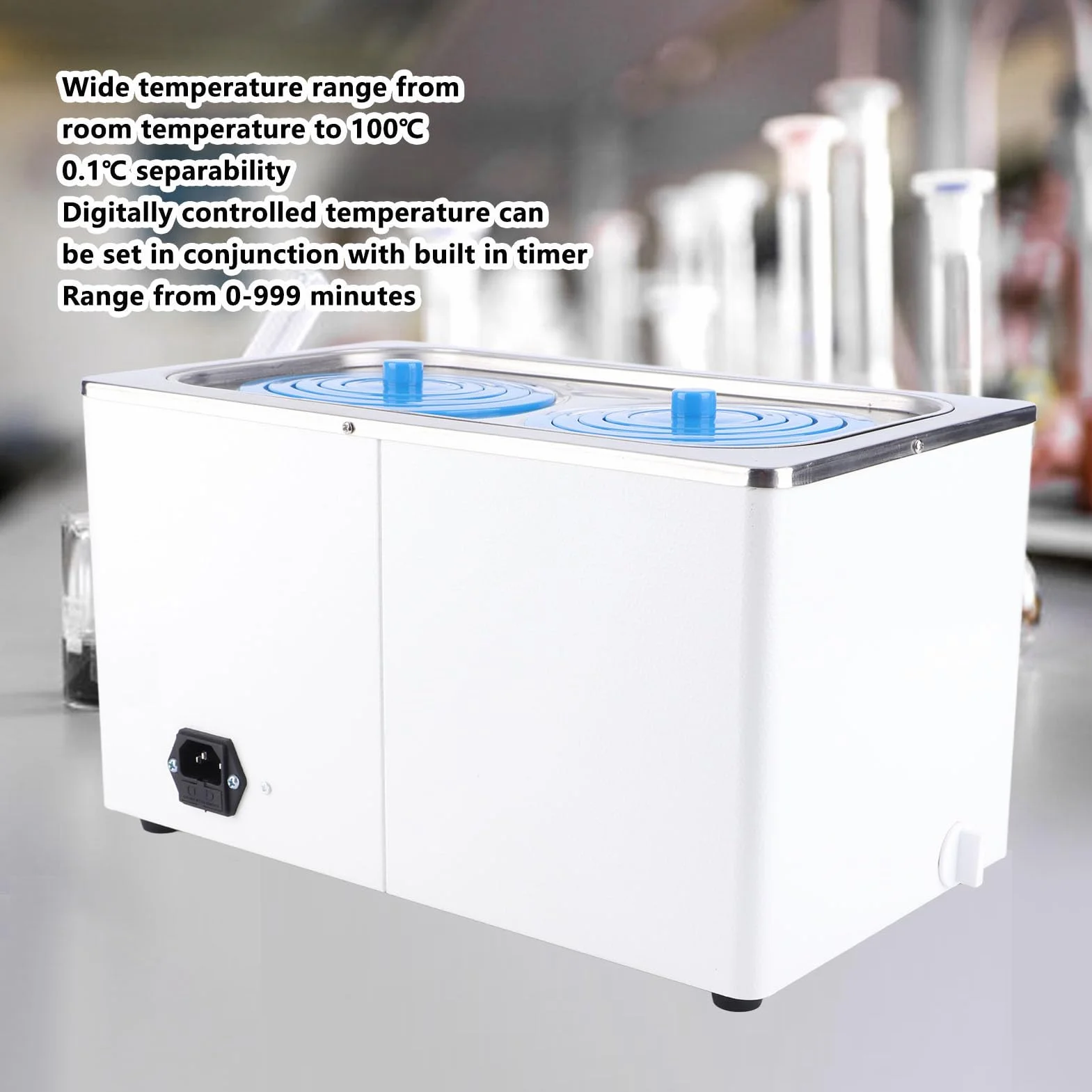 Bagnomaria Termostatico Digitale da Laboratorio, 7 Litri, 600W, Acciaio Inossidabile, Display LED Doppio, Controllo Temperatura RT-99.9¡æ, 2 Aperture