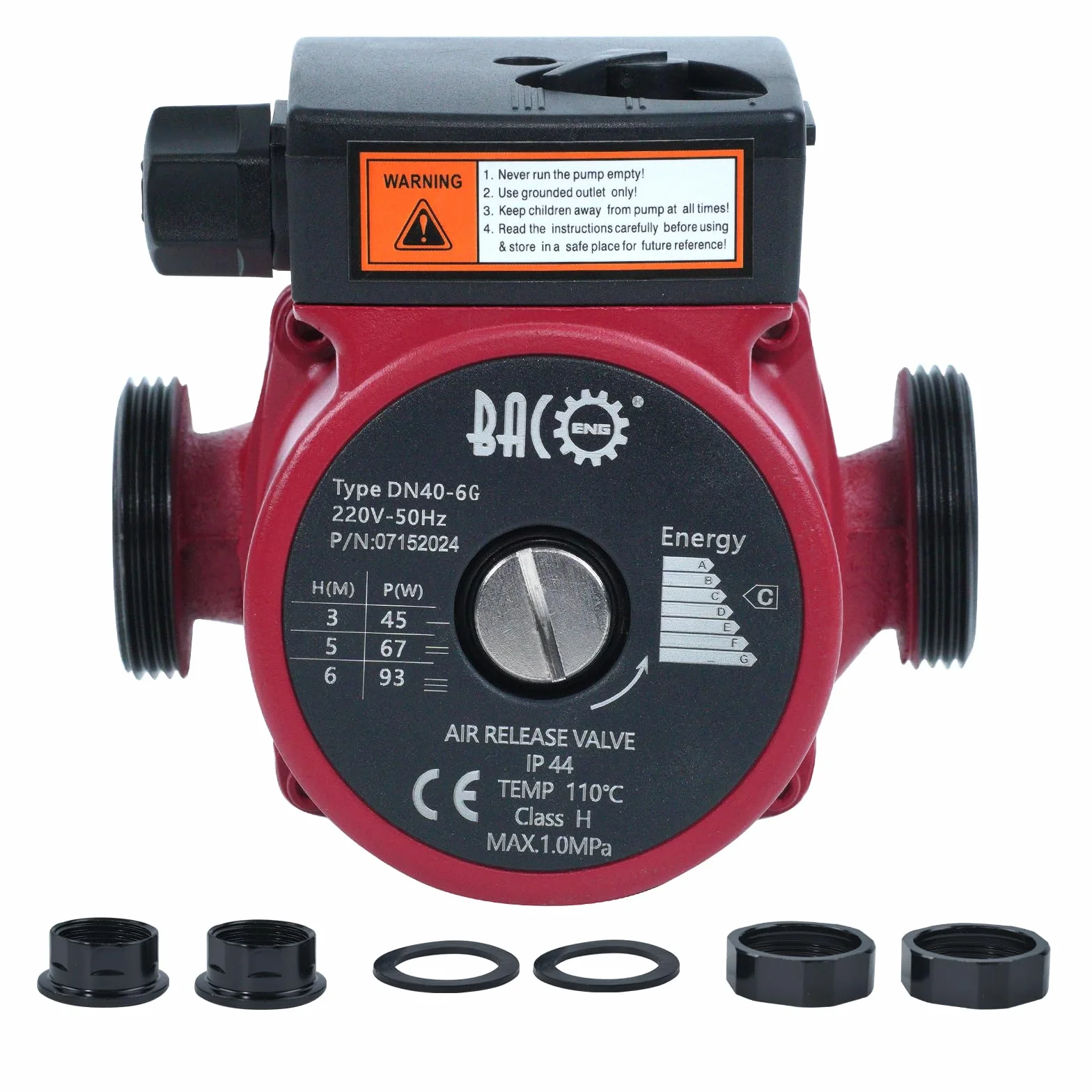 BACOENG Pompa di Circolatore Riscaldamento RS 25/6-130 Pompa di Ricircolo Acqua Calda Sanitaria 220V/50 Hz