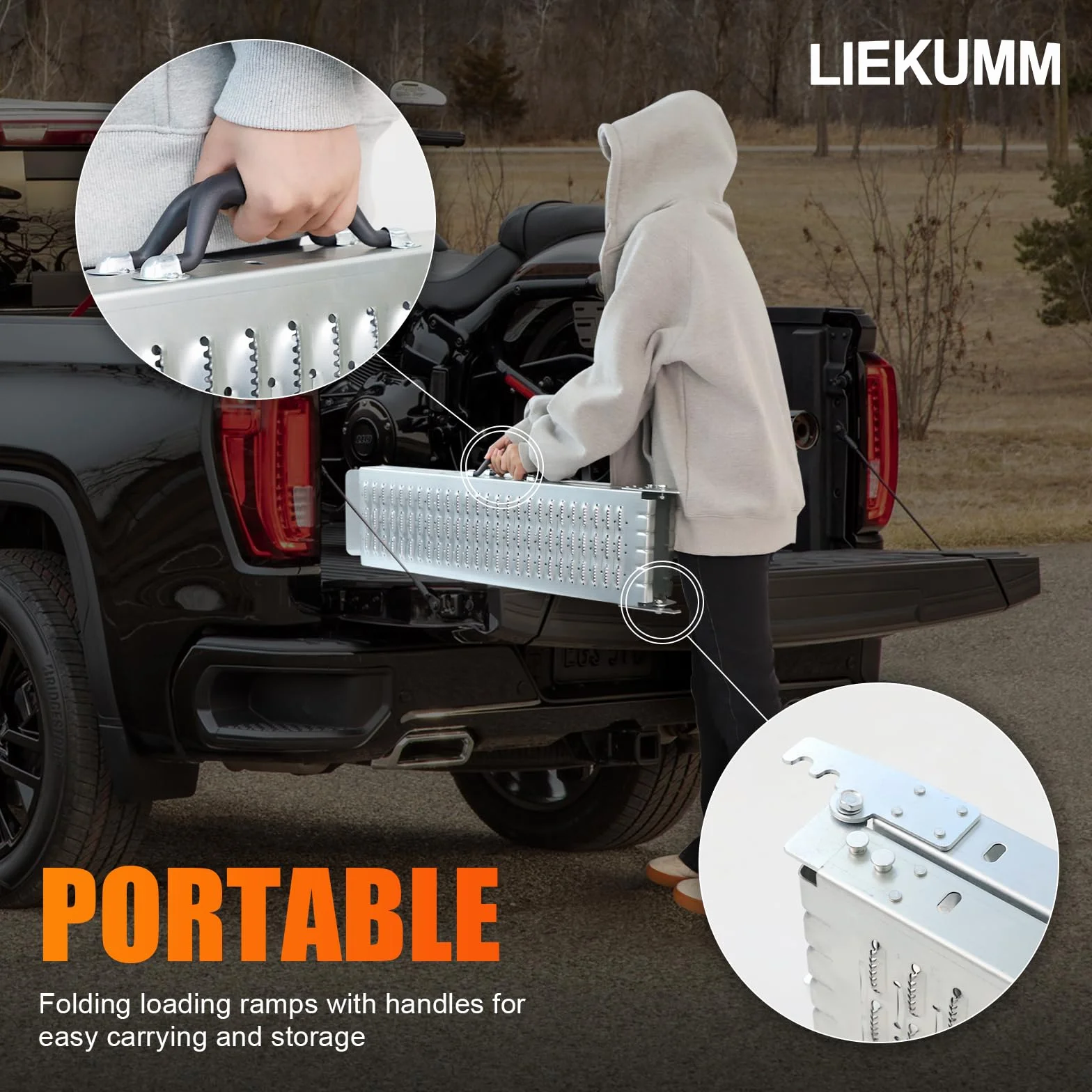 Rampe pieghevoli in acciaio per moto, auto, bici, furgoni, capacità di 400 kg, per veicoli accessibili, 2 pezzi, 168 x 22 cm