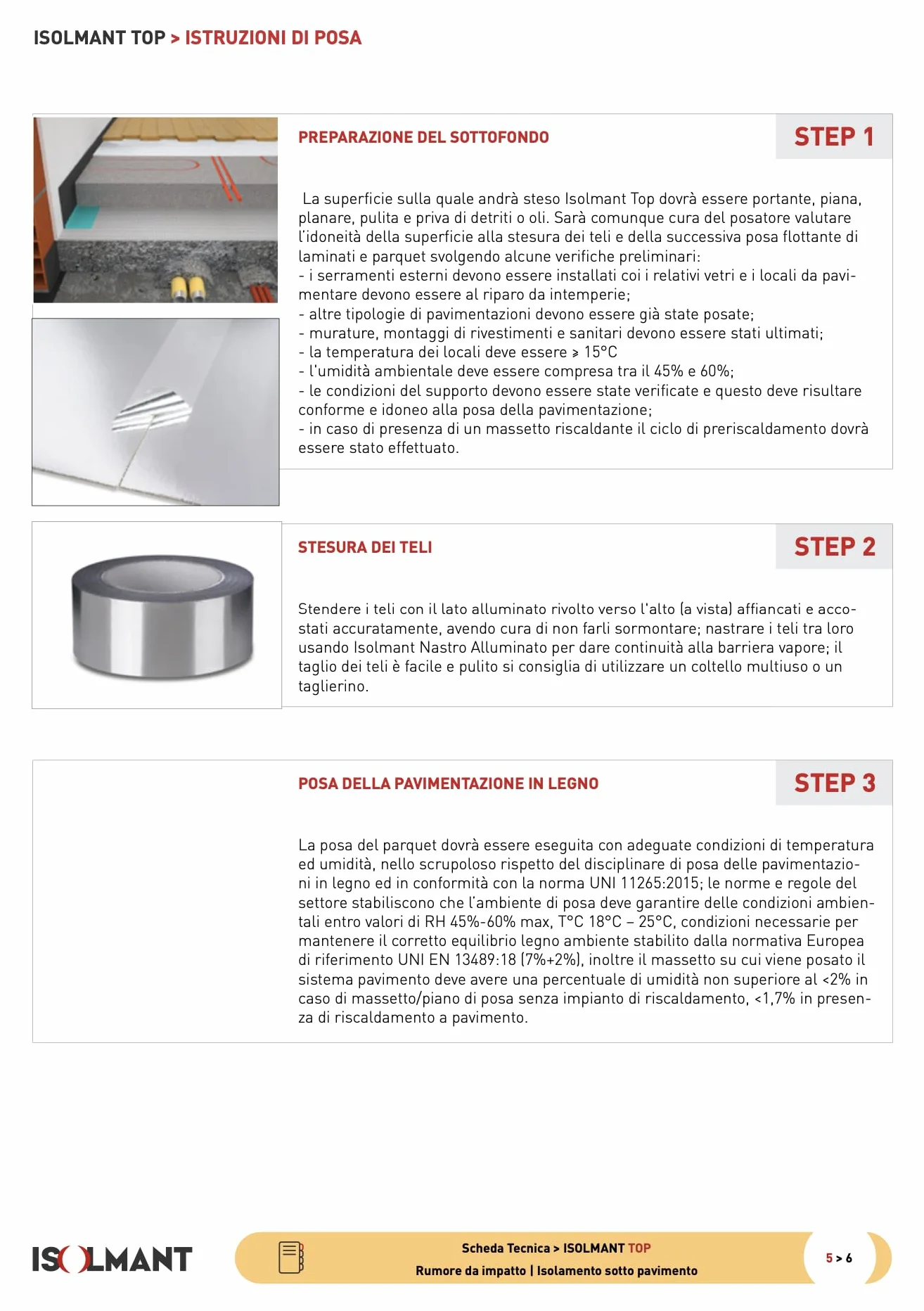 Materassino Sottopavimento ISOLMANT TOP CLASSIC 2 mm ad alta densità accoppiati sul lato superiore con un film alluminato L8.35