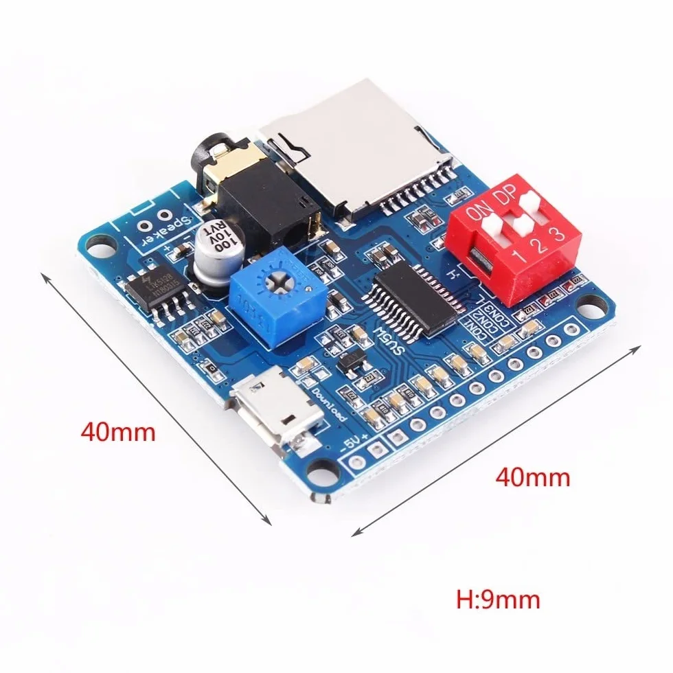 Modulo Riproducibile Vocale DY-SV5W,Moduli Riproduzione Vocale UART I/O Trigger Amplificatore classe D 5W SD/TF Card Play Serial Port Control Playback Compatibile