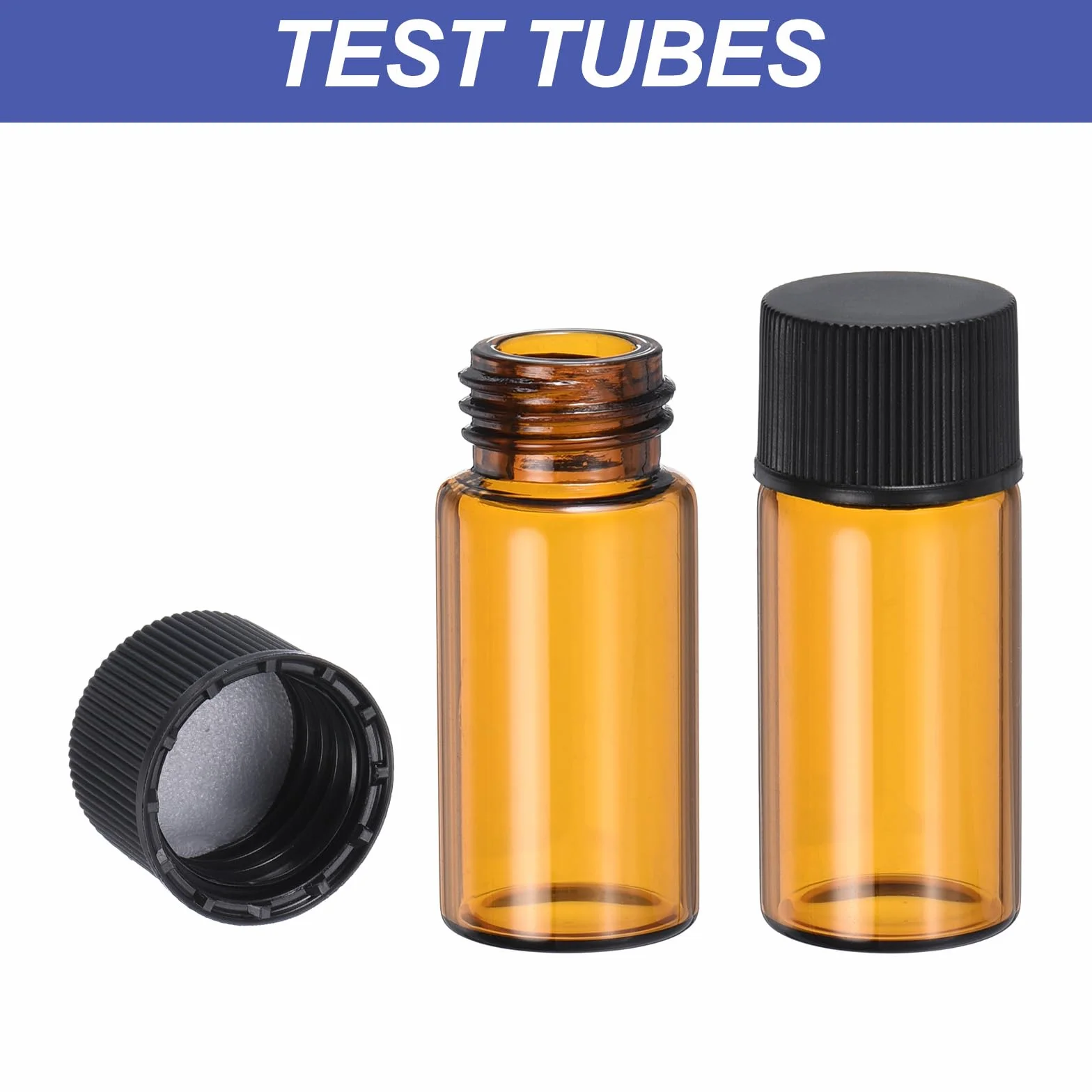 PATIKIL Fiale Vetro Ambrato 5 Ml Pz25 con Tappo a Vite e Area per Scrivere Bottiglia per Reagenti a Tenuta Stagna con Etichette per Laboratorio