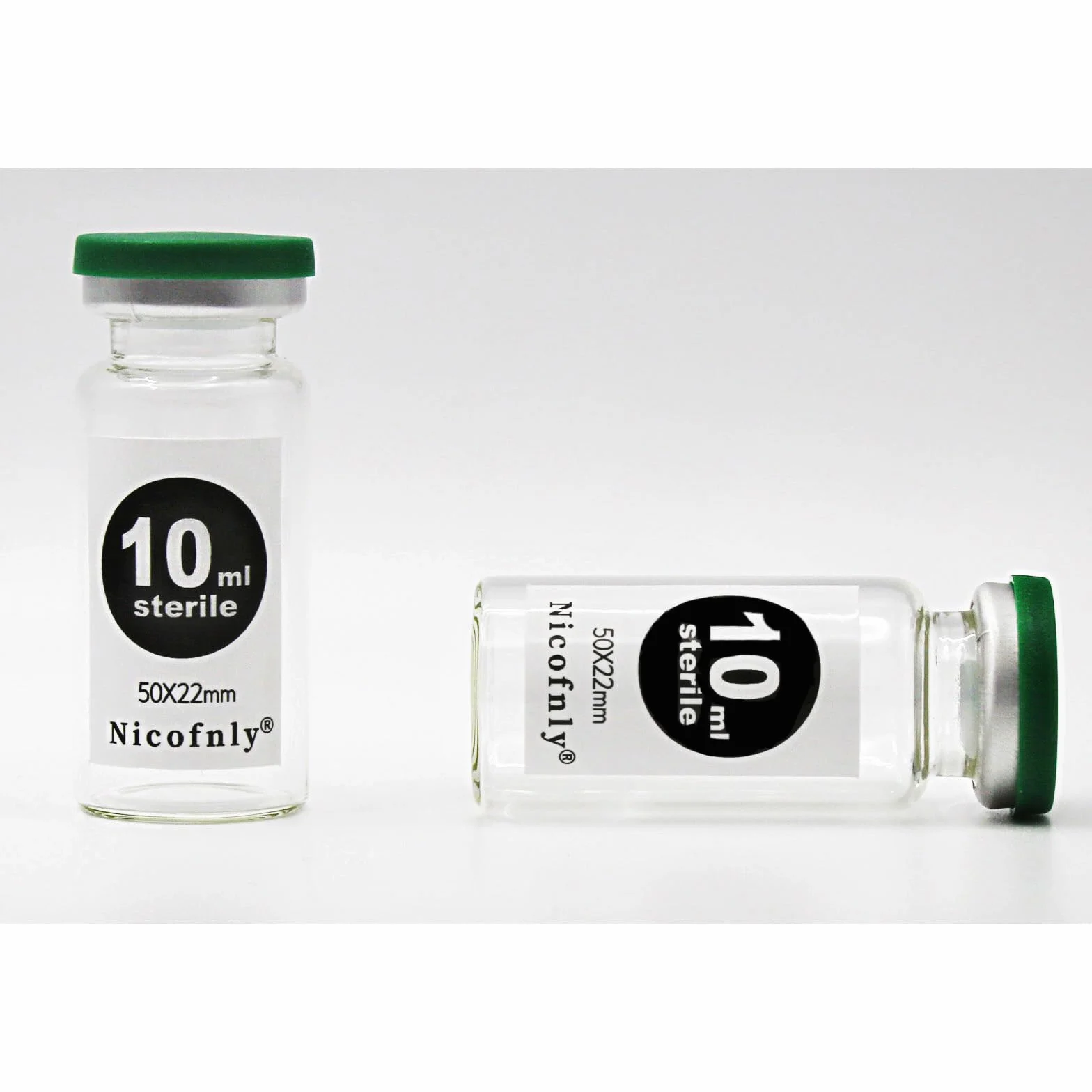 Fiale di vetro sterili da 10 ml con porta di iniezione autorigenerante e tappo a ribalta, confezione da 10