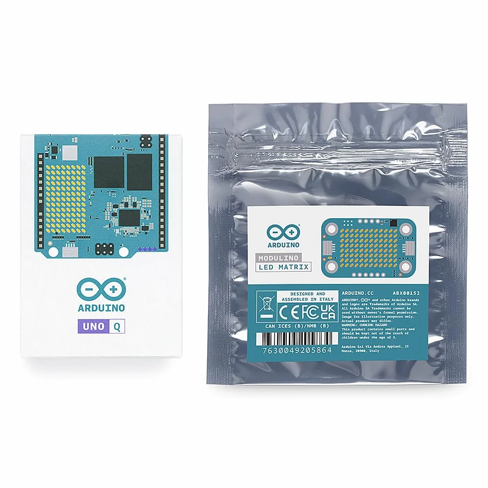 Arduino UNO Q 4GB + Modulino LED Matrix - Bundle Plug-and-Play Qwiic LED Matrix per IA, IoT, Robotica e Prototipazione