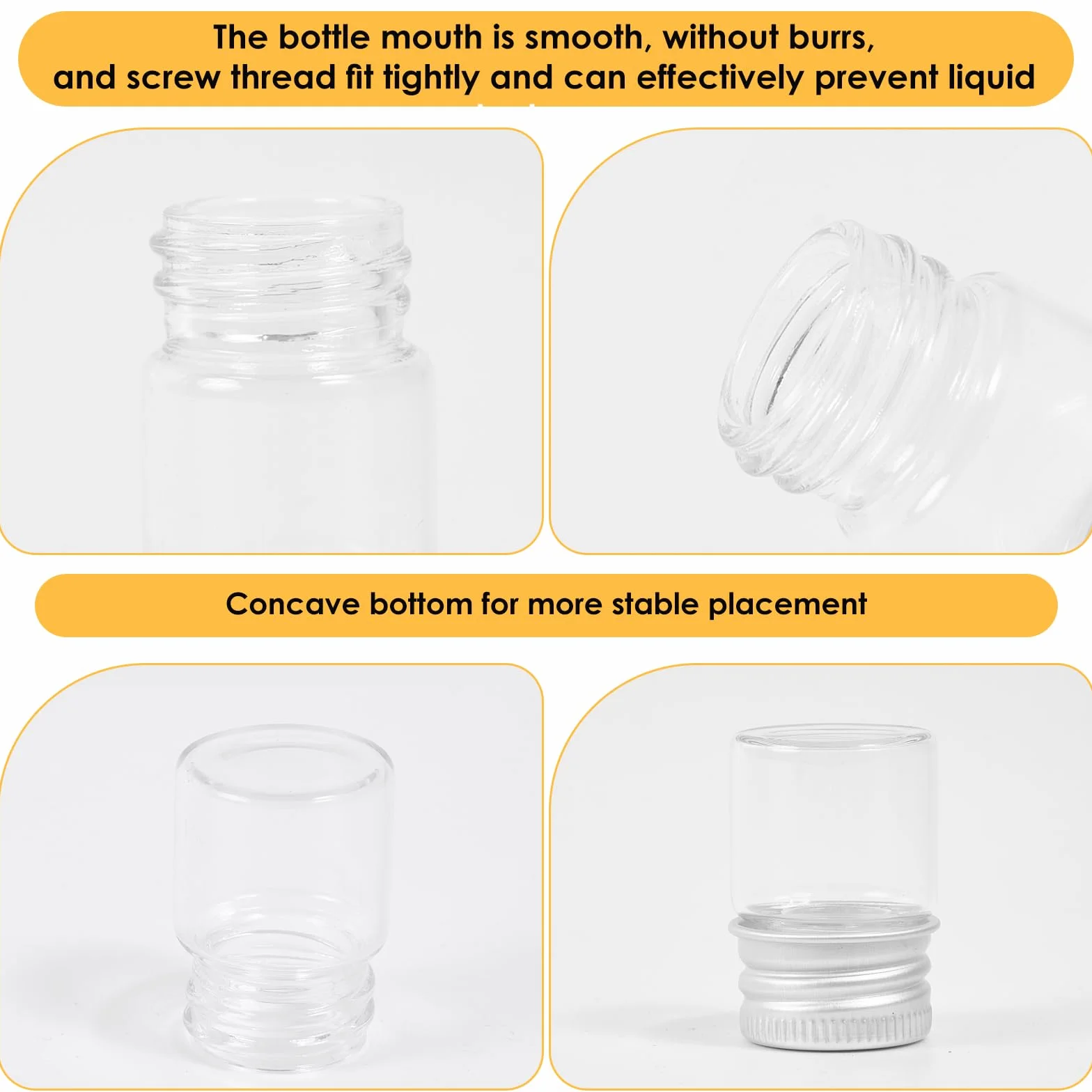 Fiale di Vetro 5 ml con Tappi a Vite e Plastica, Flacone Campione Liquido Trasparente, 50 Pezzi