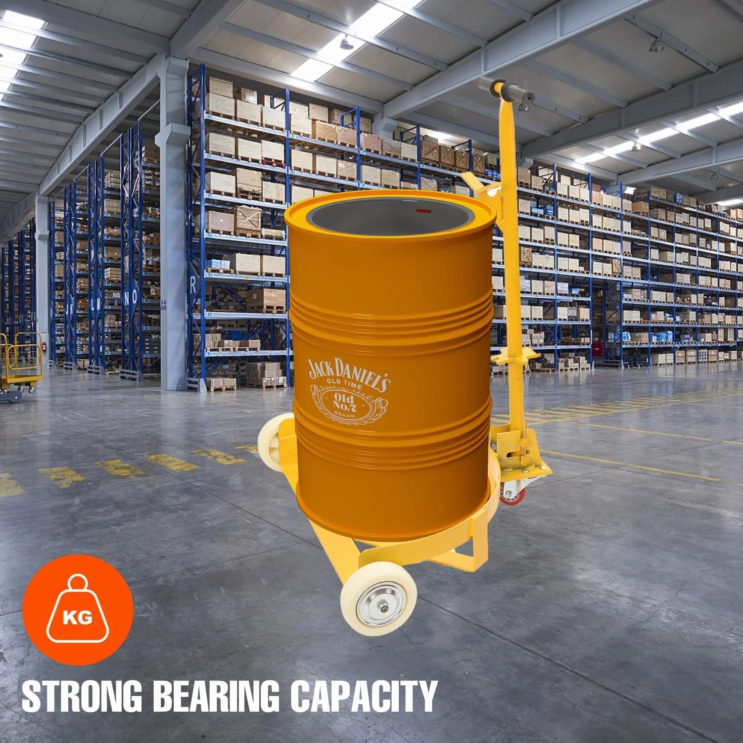 Carrello Trasporto a Mano in Acciaio Carrello Drum Stillage, Drum Caddie Carrello Circolare con Ruote Maniglia per Trasporto Bombole Fusto Vaso di Piante Carichi Pesanti 500kg / 210 Litri