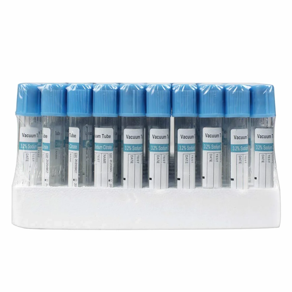 Blood Collection Tubes 2 ml tubi coagulazione del sangue Tamponato sodio citrato 100pcs plastica azzurro e nero