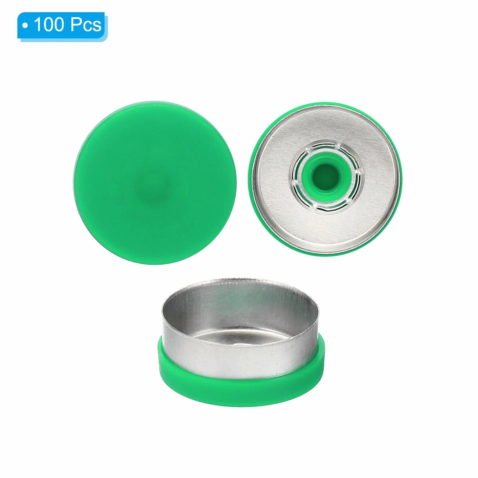 PATIKIL 20mm Tappi A Strappo, 100 Pezzi Sigilli Per Fiale Tappi In Plastica E Alluminio, Verde