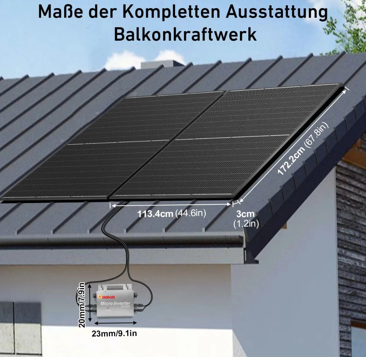 Kit Fotovoltaico per Balcone 820W, Inverter Micro 800W, Grigio Argento, WLAN