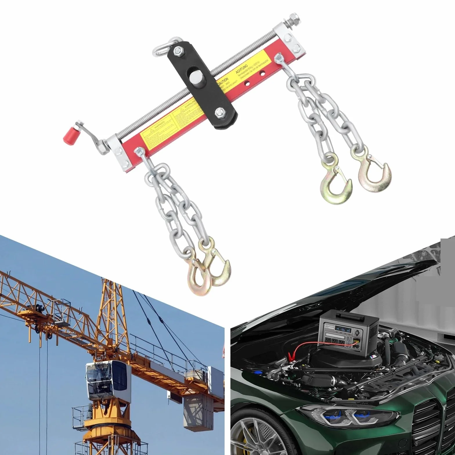 Paranco Elettrico da Puleggia Posizionatore per gru da officina, bilanciatore da 900 kg, motore, sollevamento con 4 catene, lunghezza catena 28,5 cm