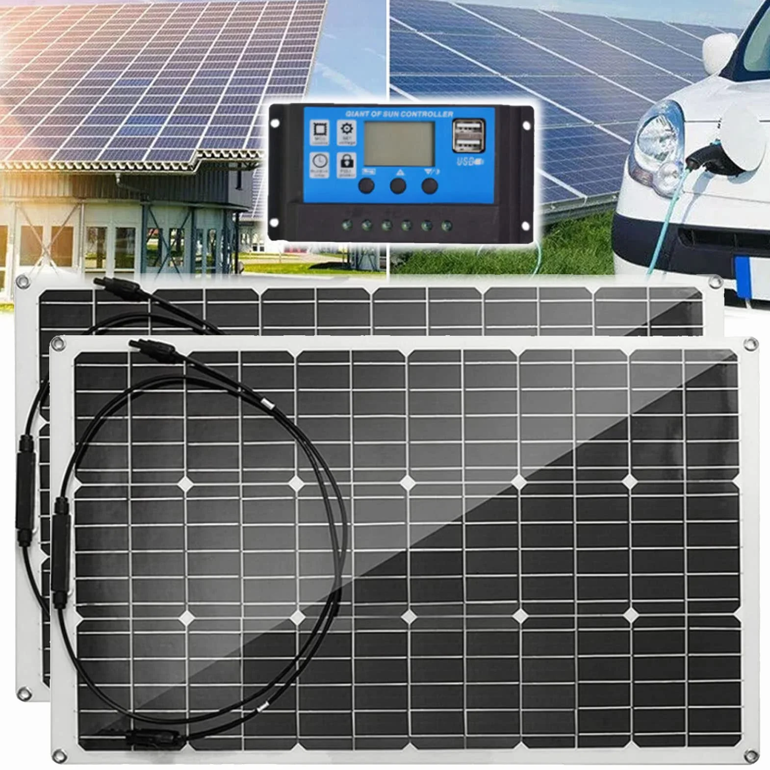 Pannelli Solari Flessibili 18V 400/800 Watt Pannello Solare Monocristallino, Modulo Solare Ad Alta Efficienza Carica Fotovoltaica per Batteria Camper Barca Caravan e Altri Sistemi Fuori Griglia,800W