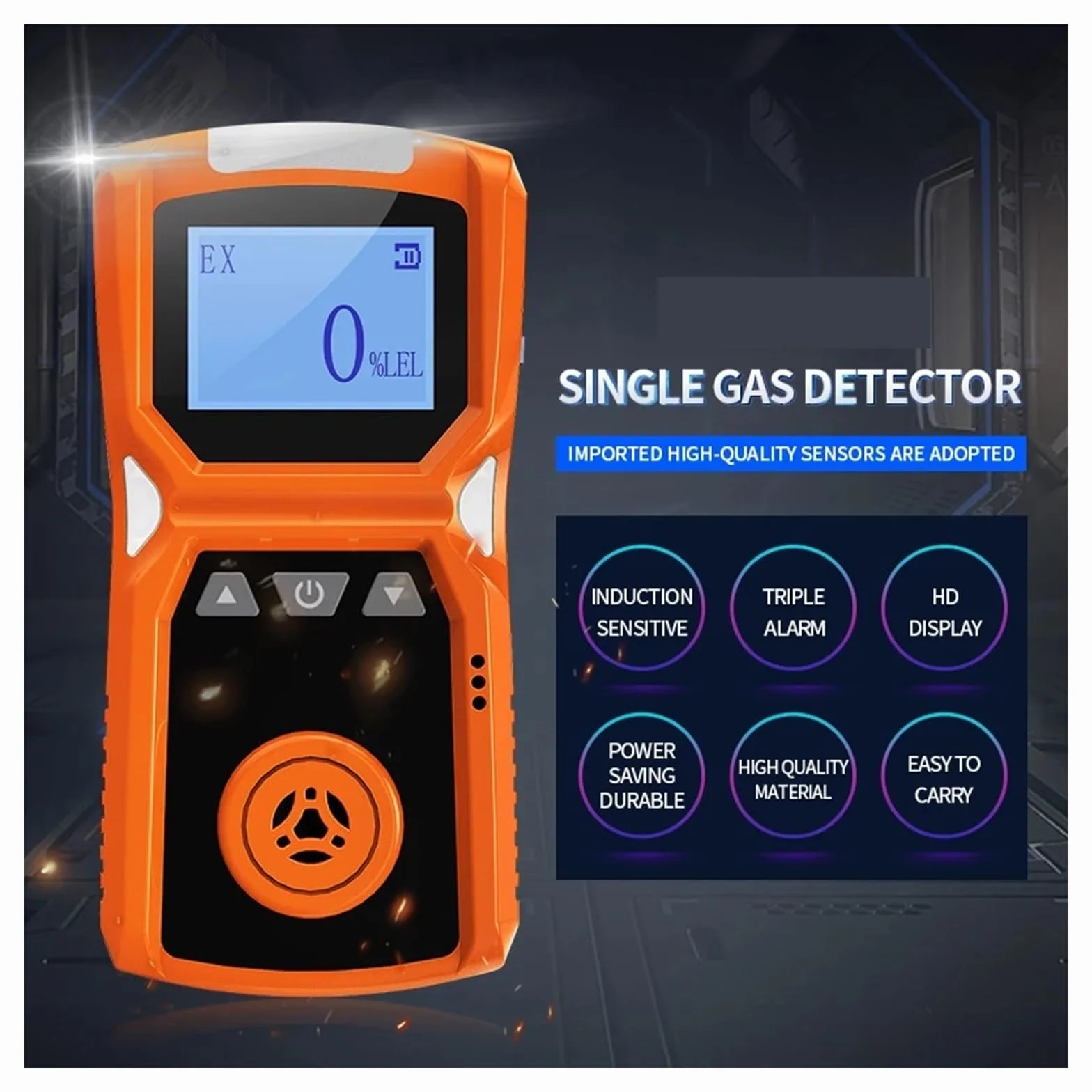 Rilevatore di gas portatile for industria H2/CO/PH3/CO2/H2S/NH3/O2/NO2/NO/EX/CH4 Rilevatore di allarme for gas combustibili con carica USB 0-100% LEL Alta sensibilità, risposta rapida(NH3-0-100ppm)