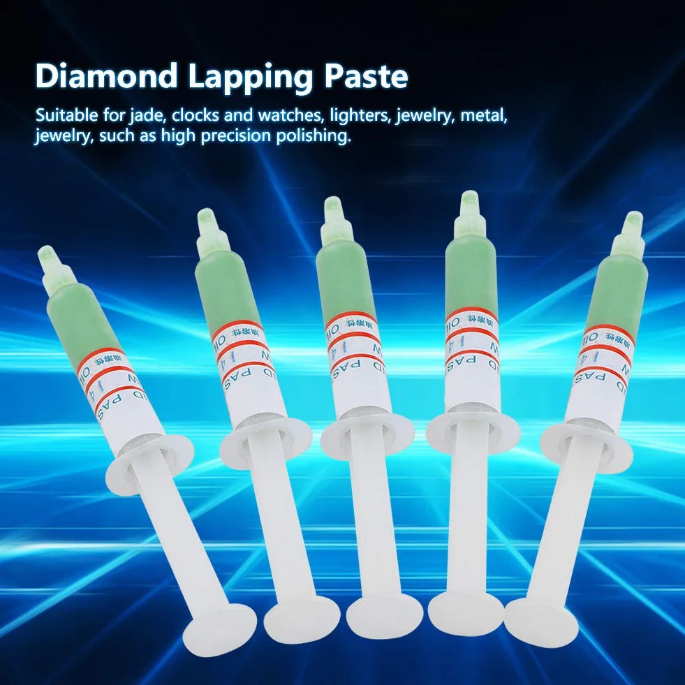 Pasta Diamantata, Akozon 5 Pezzi Pasta Lucidante Diamantata W0.5-W40 Tubo Ad Ago per Pasta Abrasiva Composta per Lappatura per Vetro Orologio Giada Gioielli Lucidatura Ad Alta Precisione(W14#800)