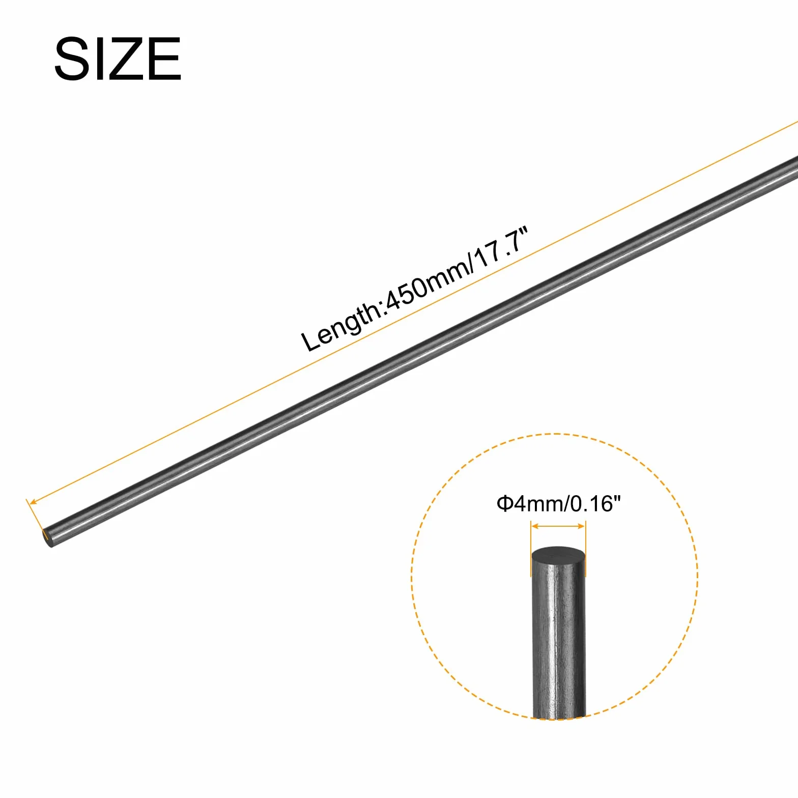 QUARKZMAN Asta in Fibre di Carbonio, 4mm x 450mm per Fai da Te Aereo RC Tubo Ala Quadricottero, Confezione da 2