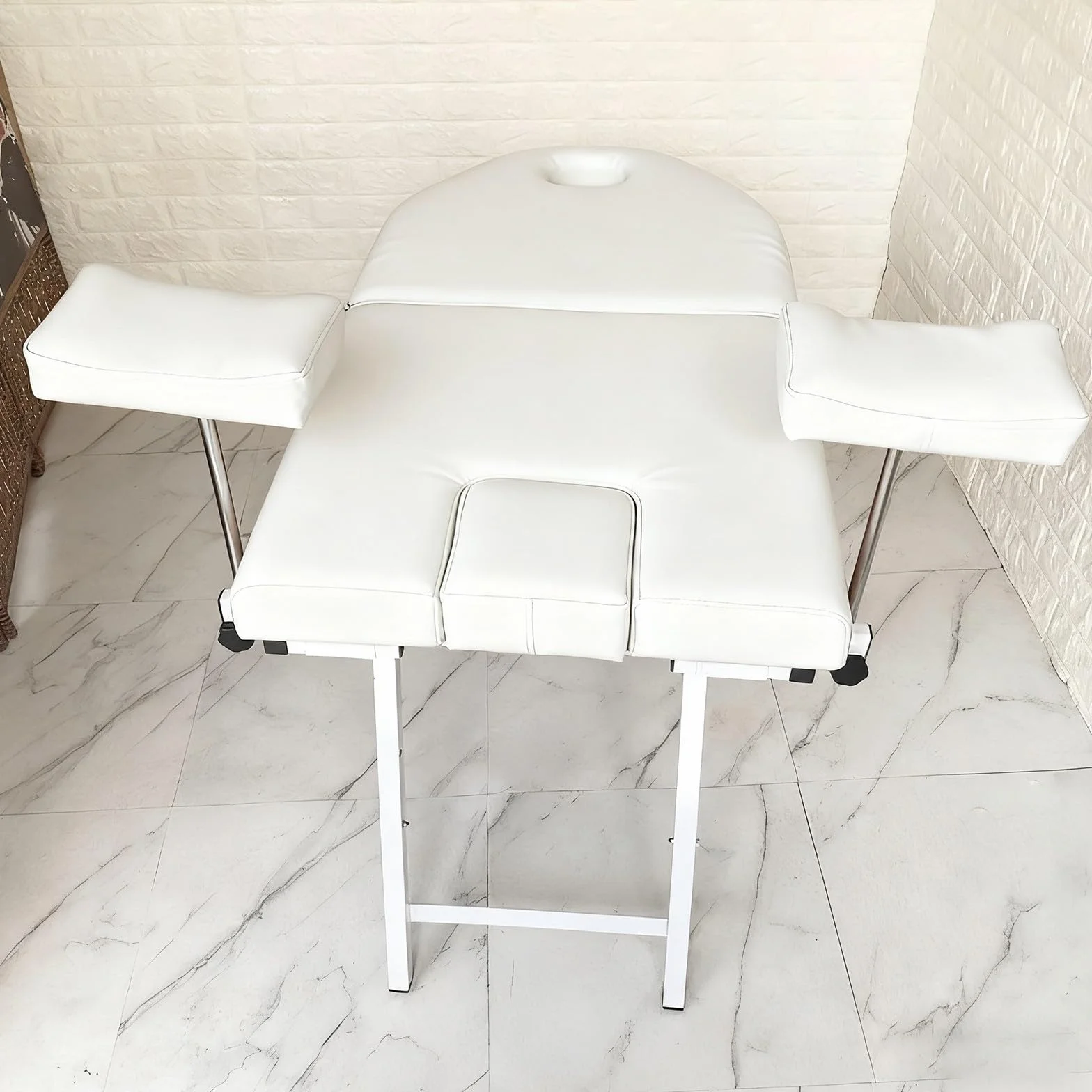 Lettino da massaggio pieghevole con poggiatesta ergonomico, lettino chirurgico ginecologico pieghevole portatile, sedia per assistenza medica privata per il parto white