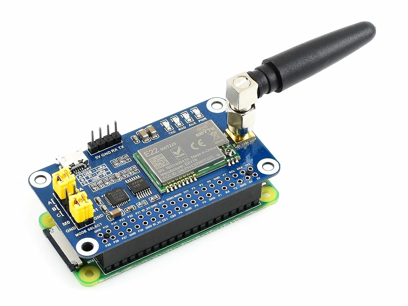 Waveshare SX1262 LoRa HAT for Raspberry Pi Spread Spectrum Modulation 868MHz Frequency Band Auto Multi-Level Repeating Supports Wireless Parameter Configuration and Fixed-Point Transmission